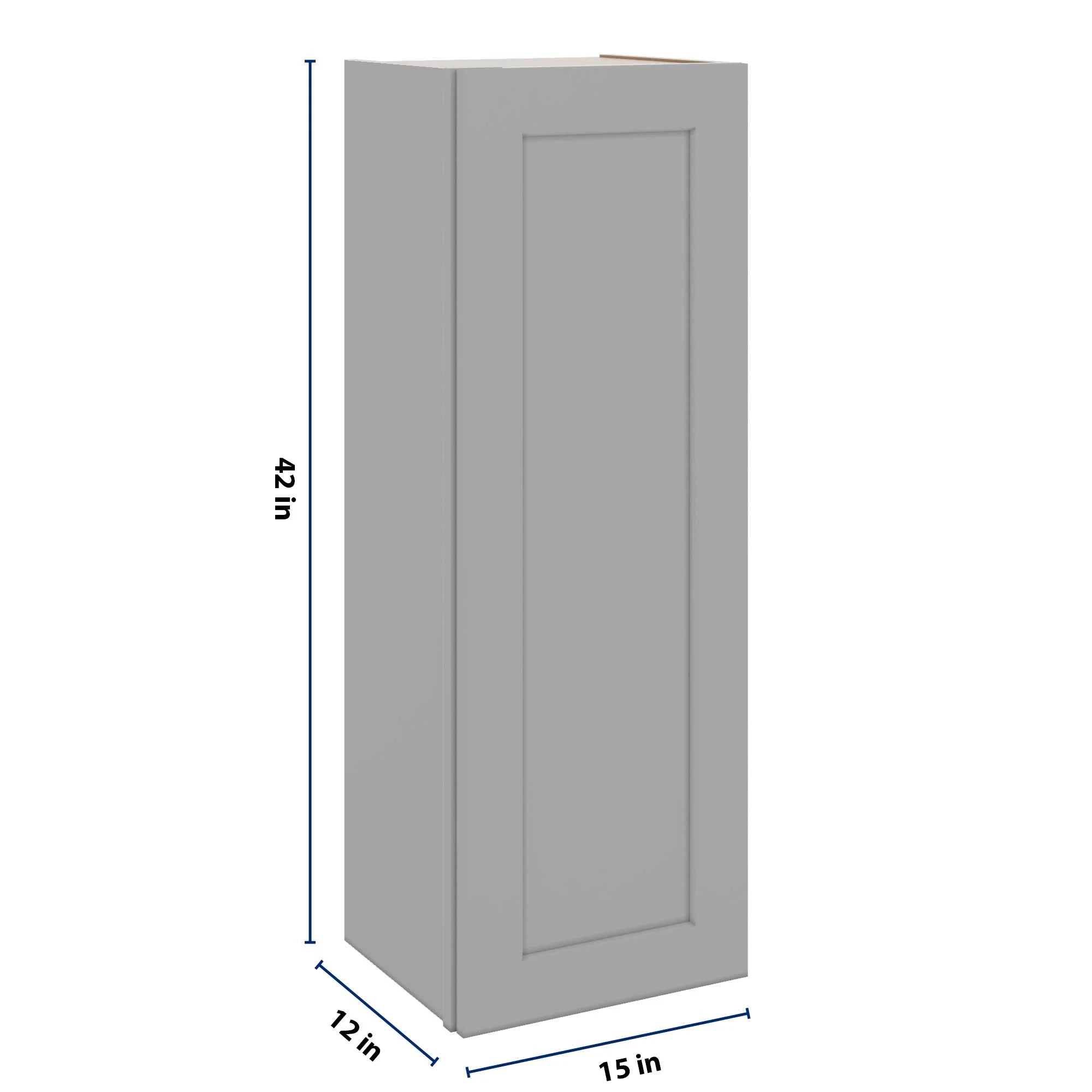 J&K Castle Grey S5 Single Door Wall Cabinet - 15" W x 42" H