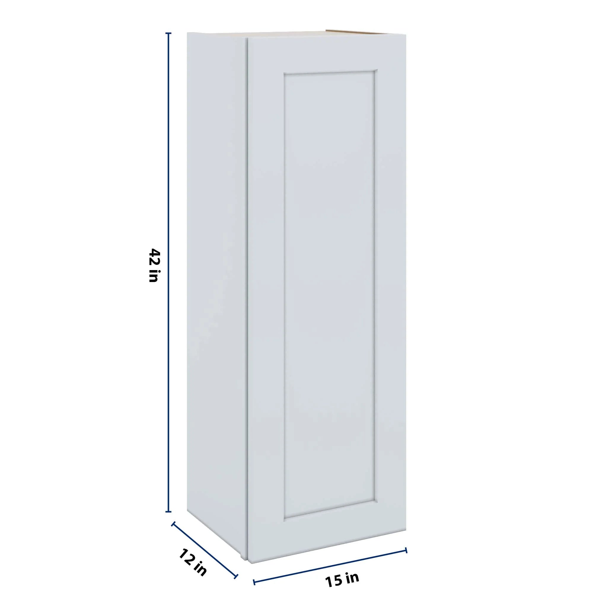 J&K White Shaker S8 Single Door Wall Cabinet - 15" W x 42" H