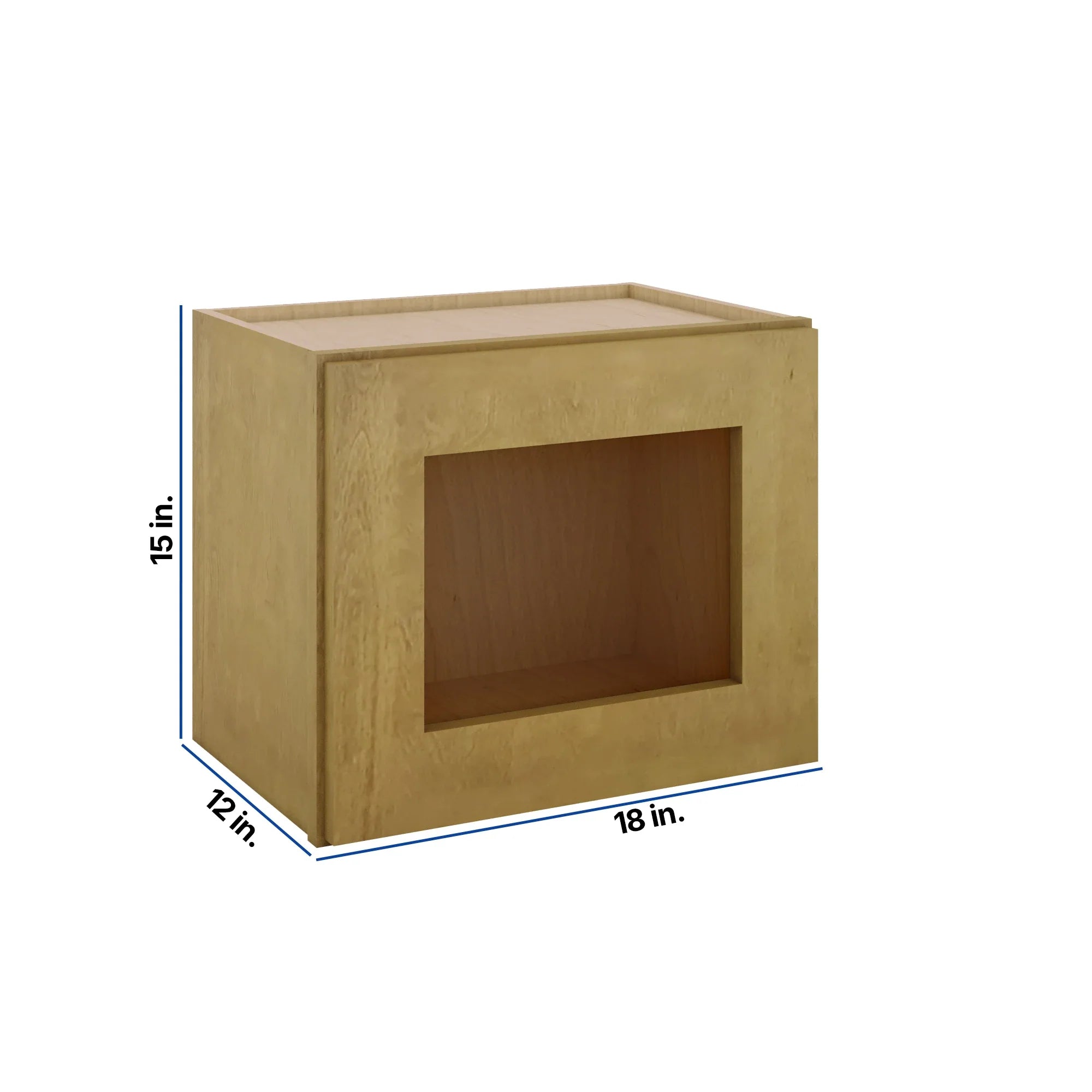 Modernform Cabinet Natural Shaker 18" W X 15" H X 12" D Single Glass Door Wall Cabinet