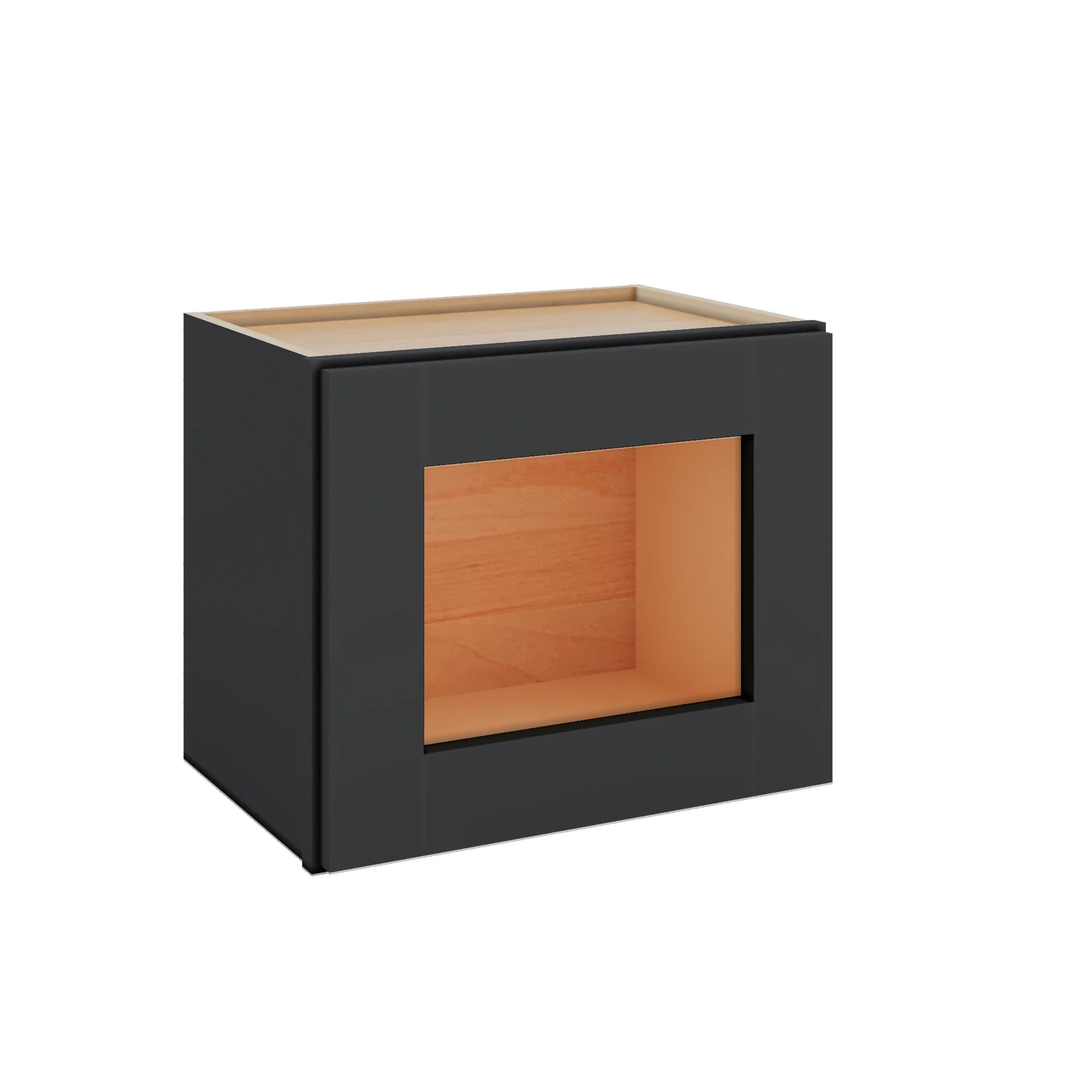 Modernform Cabinet Onyx Black Shaker 18" W X 15" H X 12" D Single Glass Door Wall Cabinet