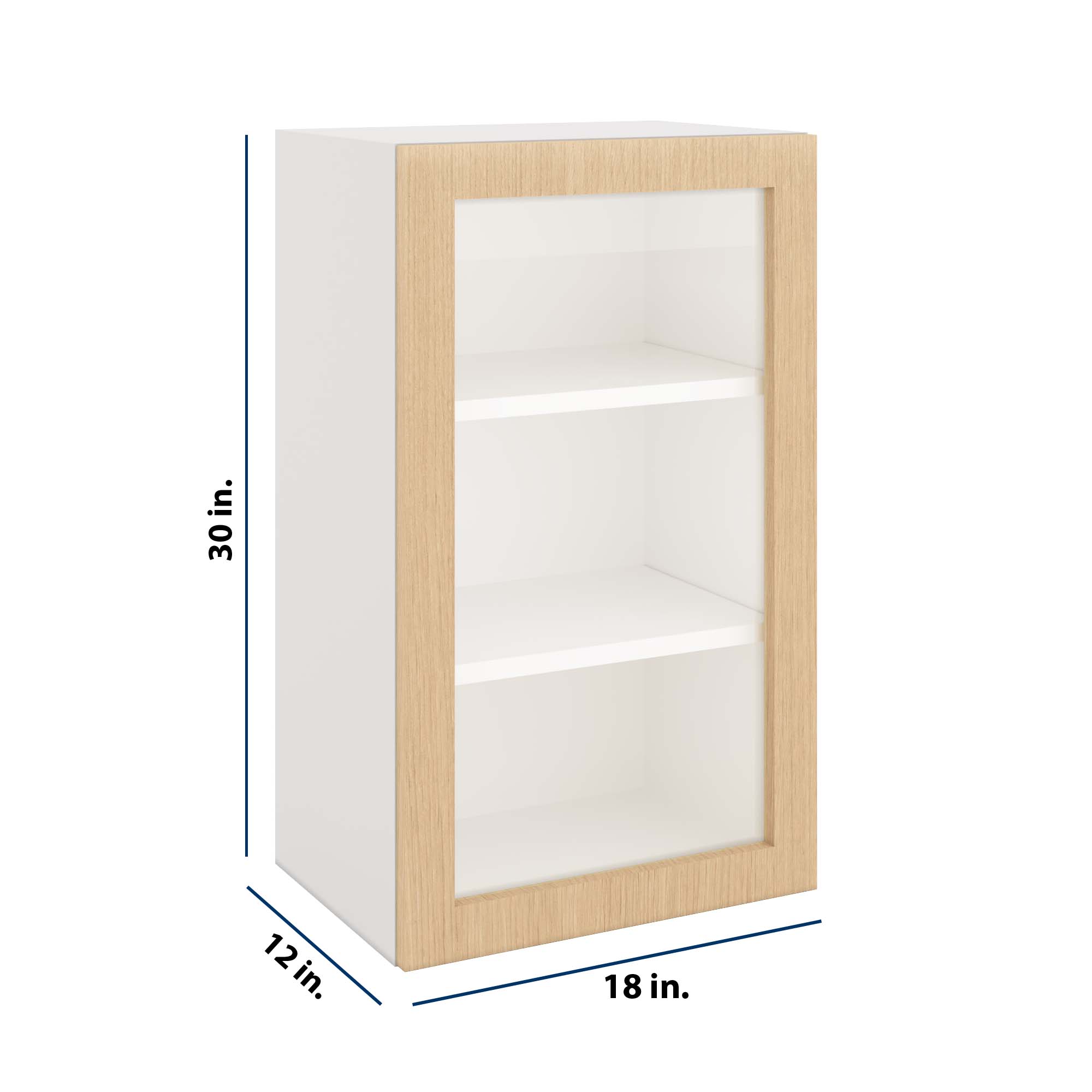 Modernform Cabinet Natural Oak 18" W X 30" H X 12" D Single Glass Door Wall Cabinet