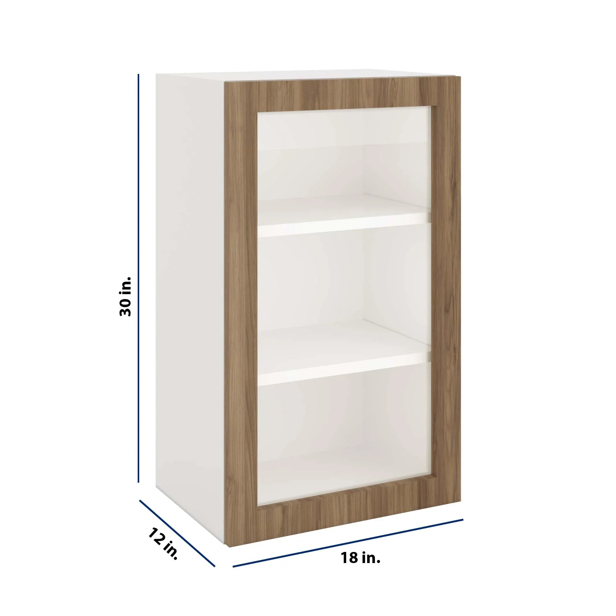 Modernform Cabinet Walnut 18" W X 30" H X 12" D Single Glass Door Wall Cabinet