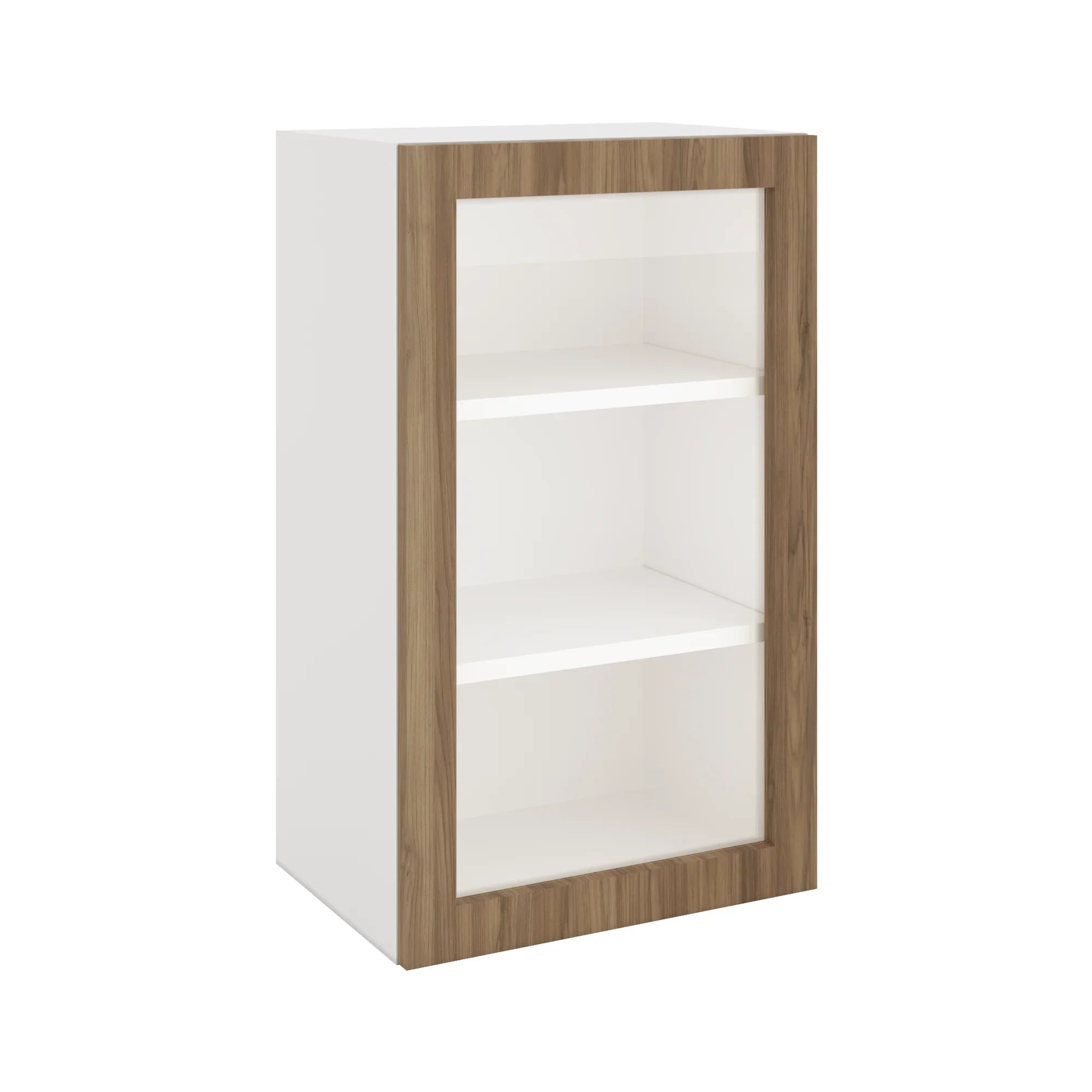 Modernform Cabinet Walnut 18" W X 30" H X 12" D Single Glass Door Wall Cabinet
