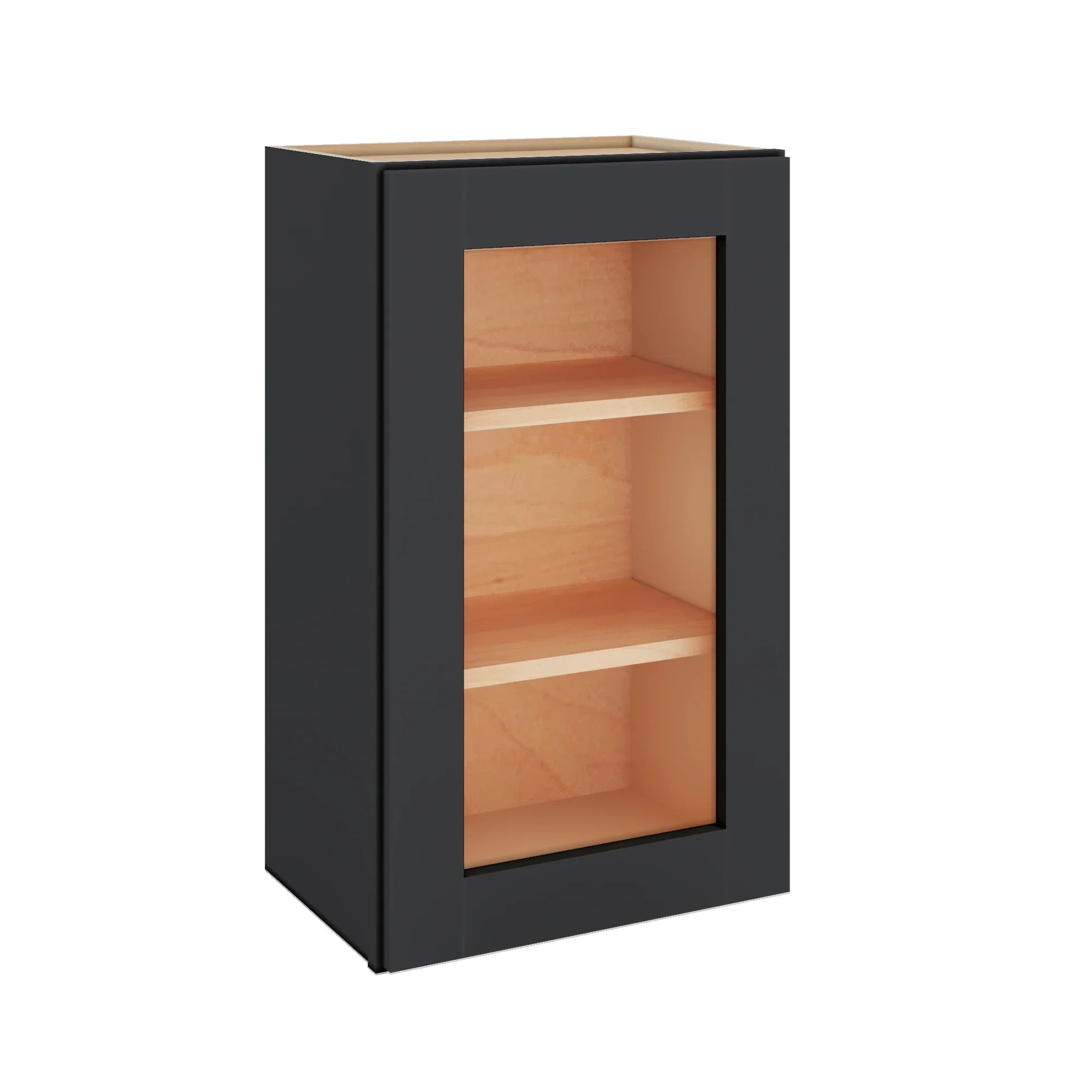 Modernform Cabinet Onyx Black Shaker 18" W X 30" H X 12" D Single Glass Door Wall Cabinet