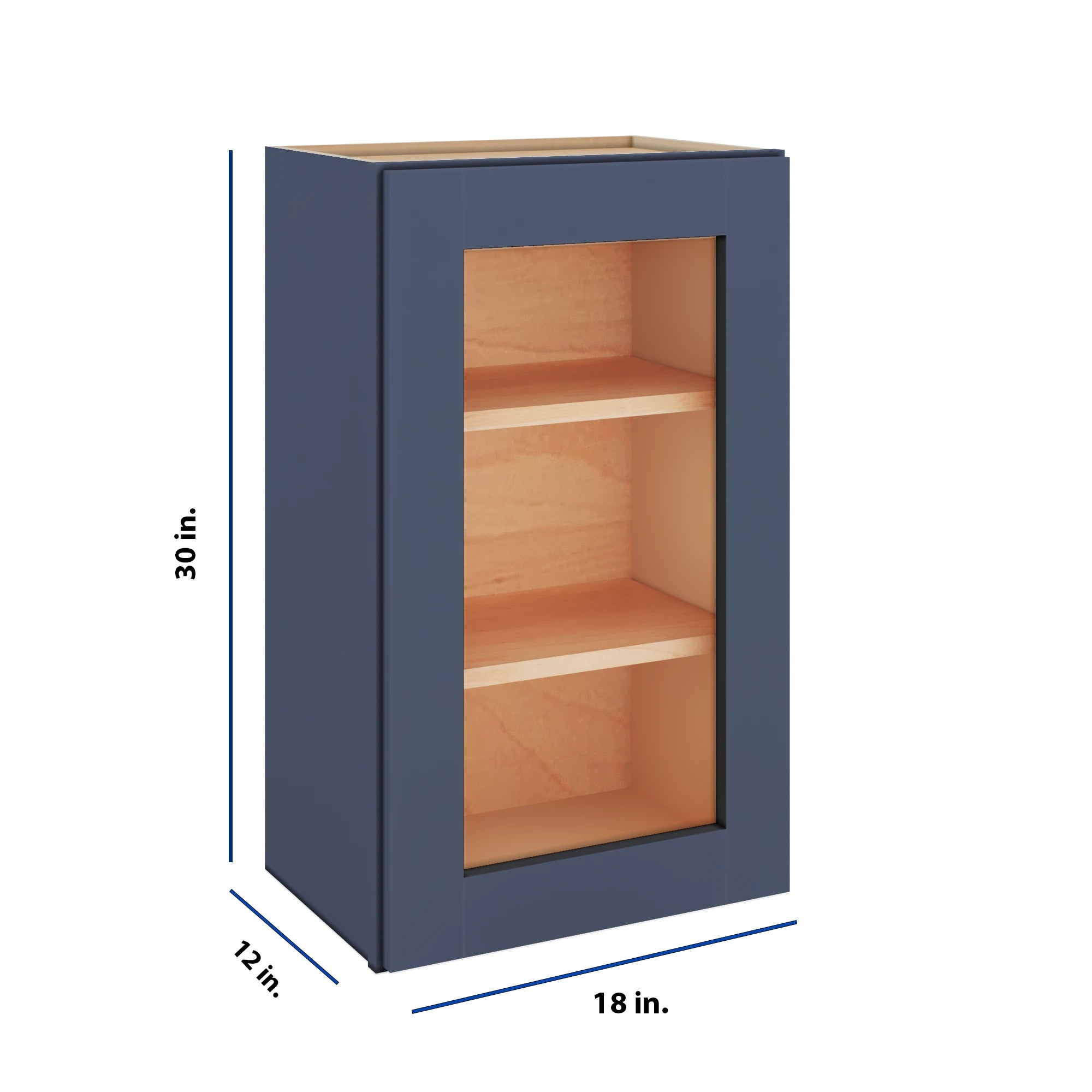 Modernform Cabinet Signature Blue 18" W X 30" H X 12" D Single Glass Door Wall Cabinet
