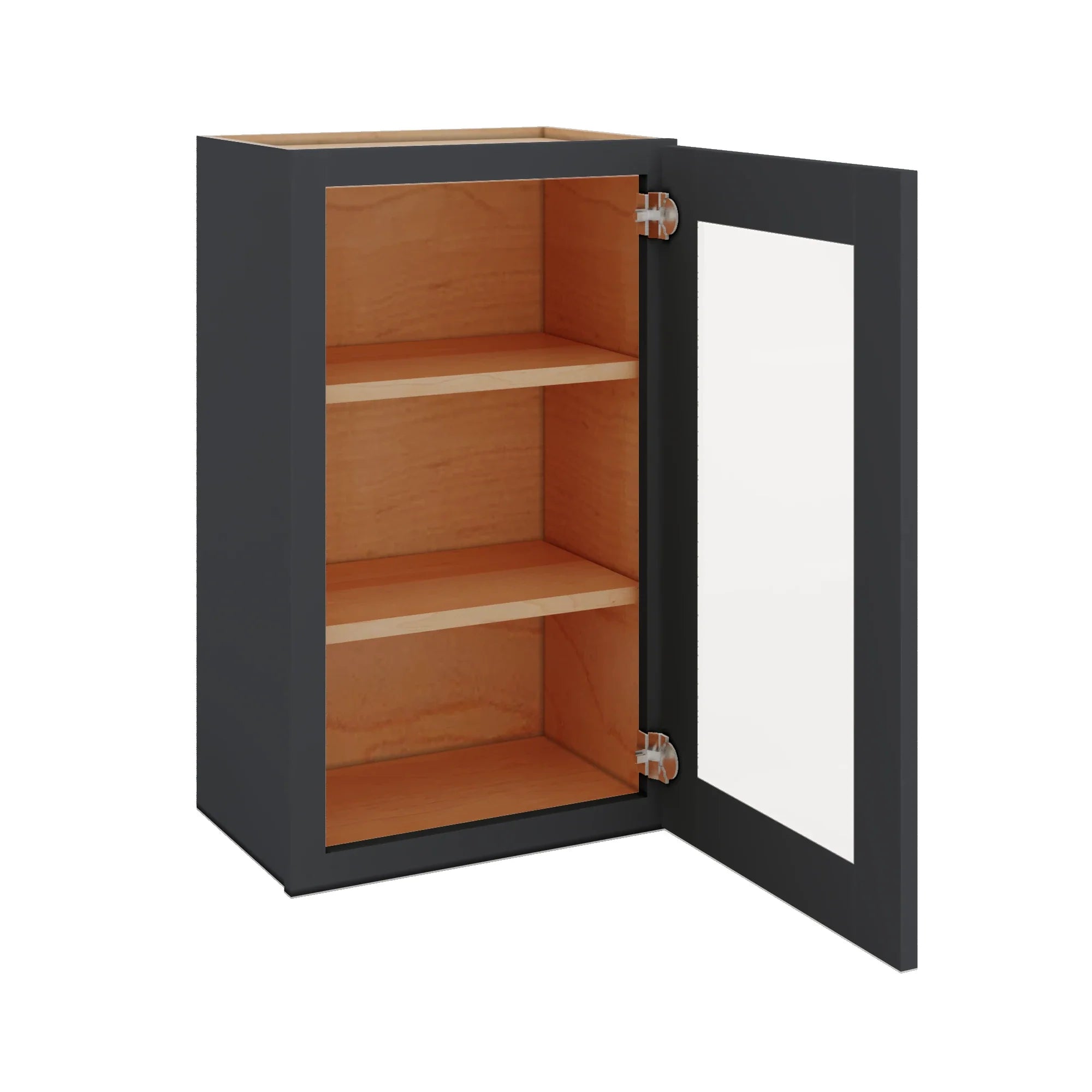 Modernform Cabinet Onyx Black Shaker 18" W X 30" H X 12" D Single Glass Door Wall Cabinet