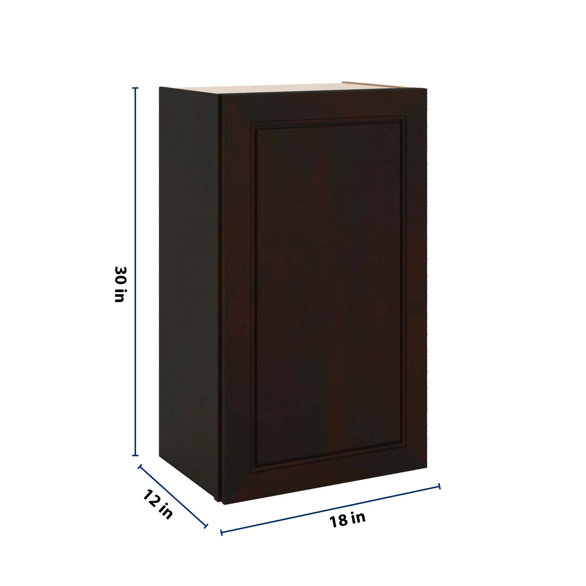 J&K Espresso K8 Single Door Wall Cabinet - 18" W x 30" H