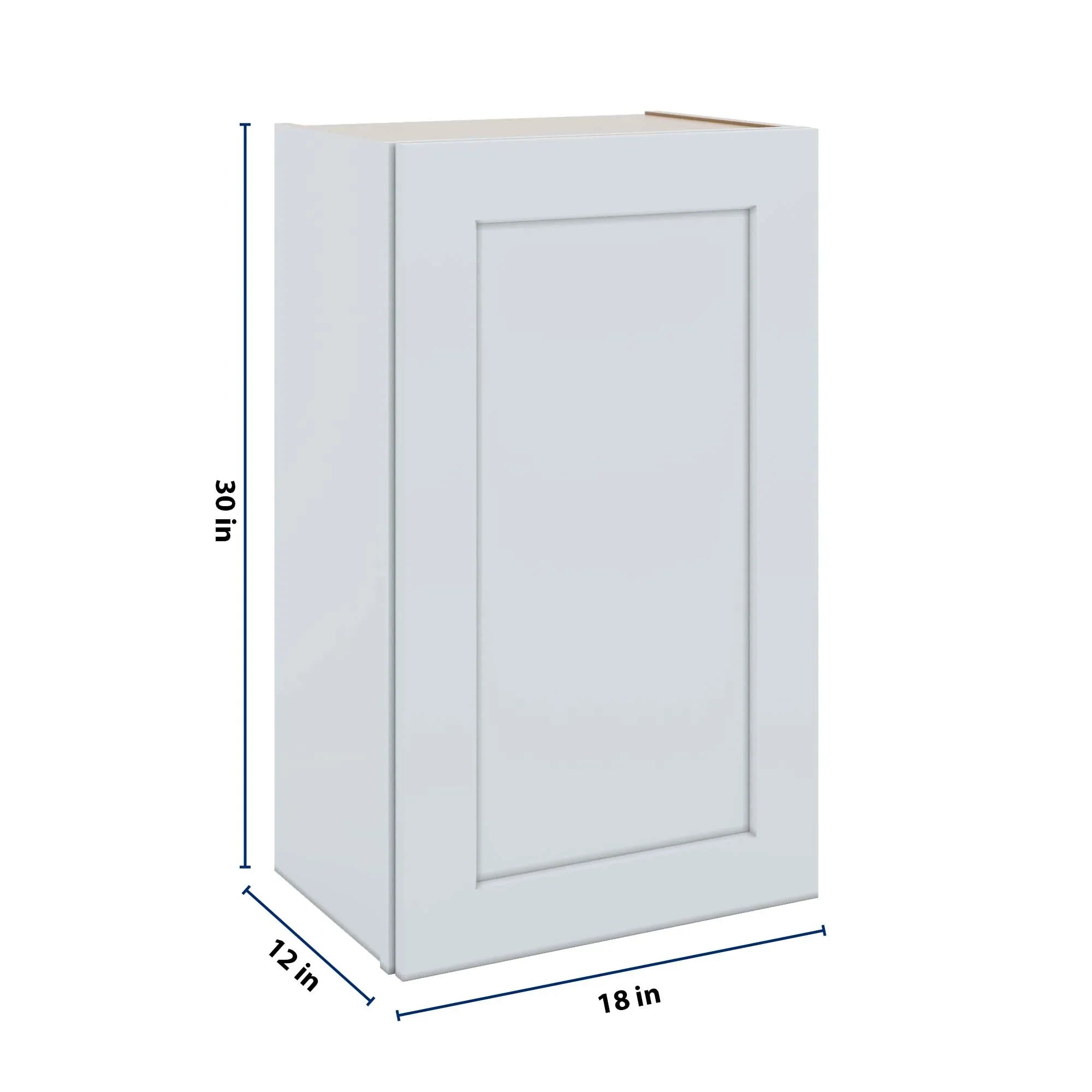 J&K White Shaker S8 Single Door Wall Cabinet - 18" W x 30" H