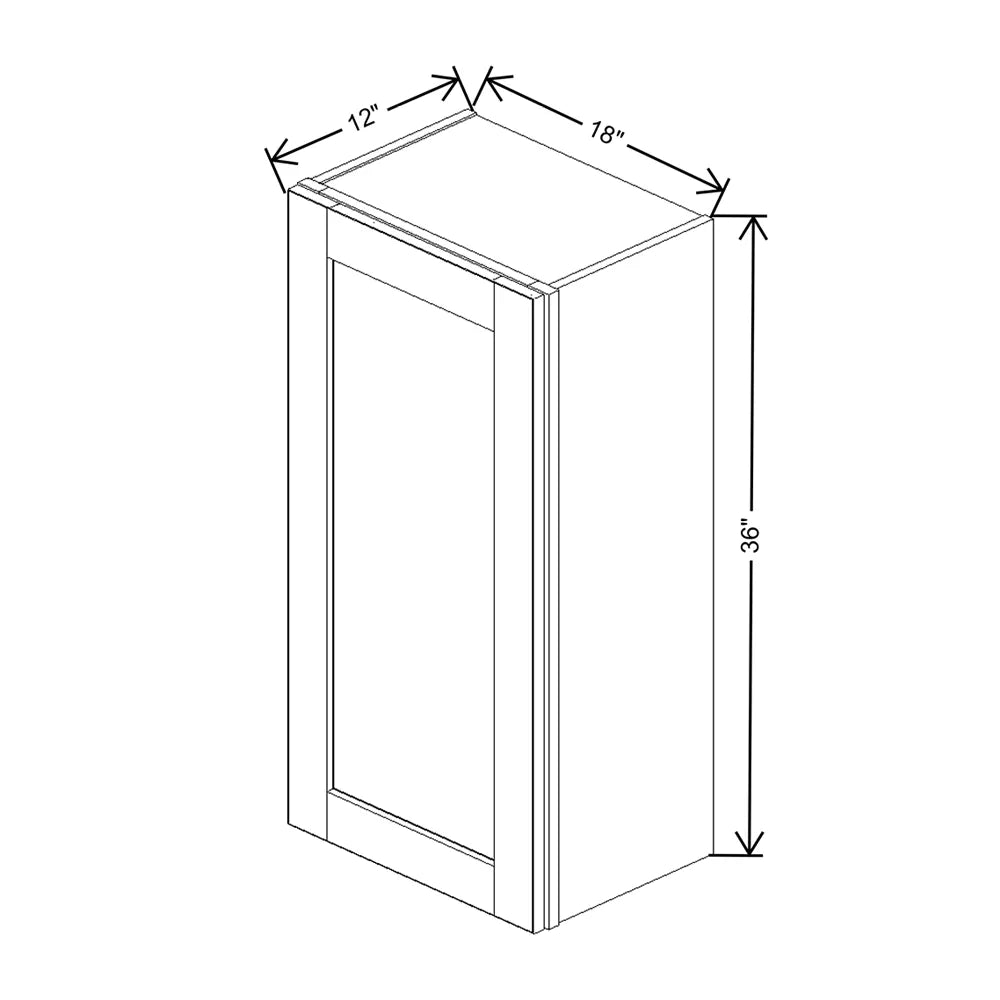 J&K Pebble B6 Single Door Wall Cabinet - 18" W x 36" H