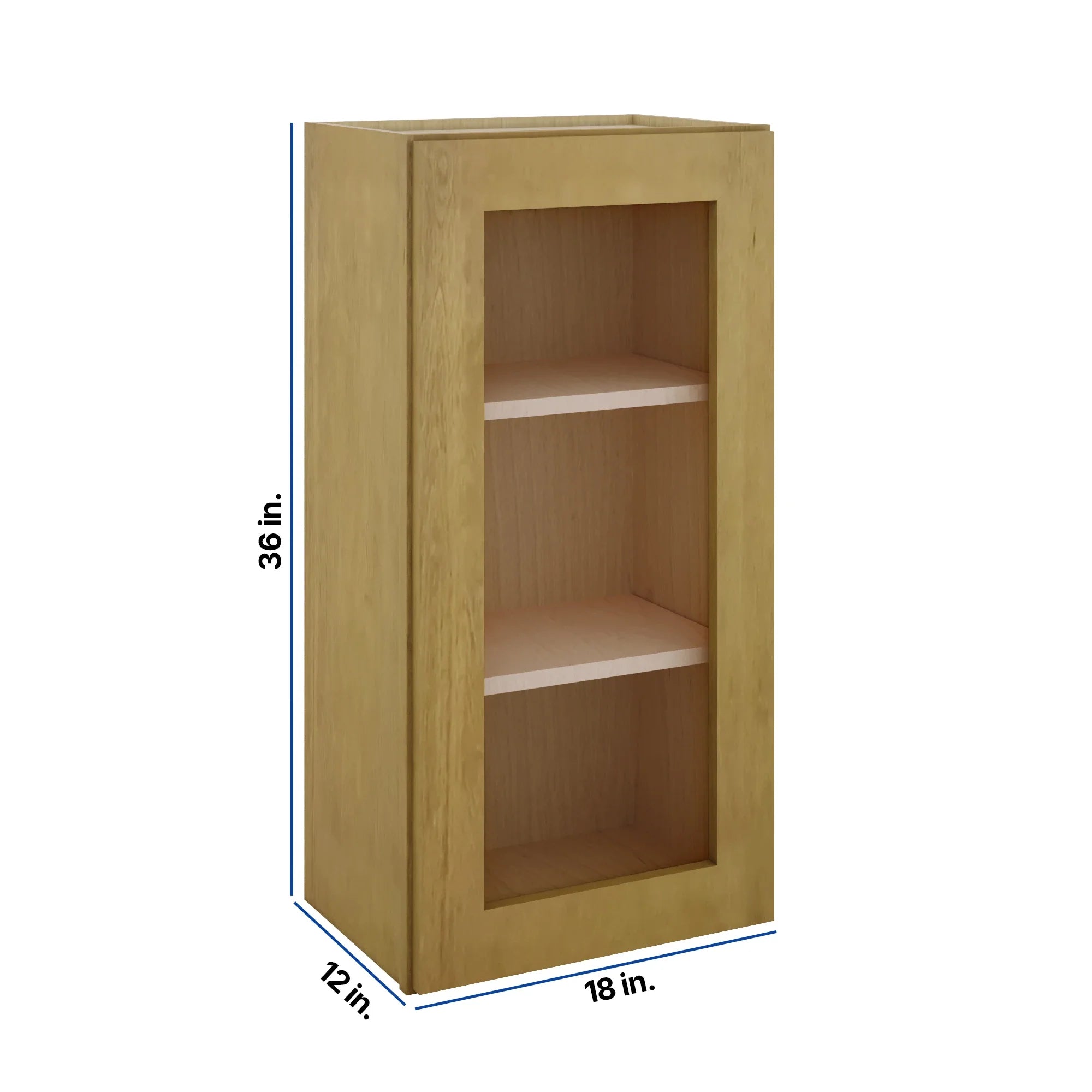 Modernform Cabinet Natural Shaker 18" W X 36" H X 12" D Single Glass Door Wall Cabinet