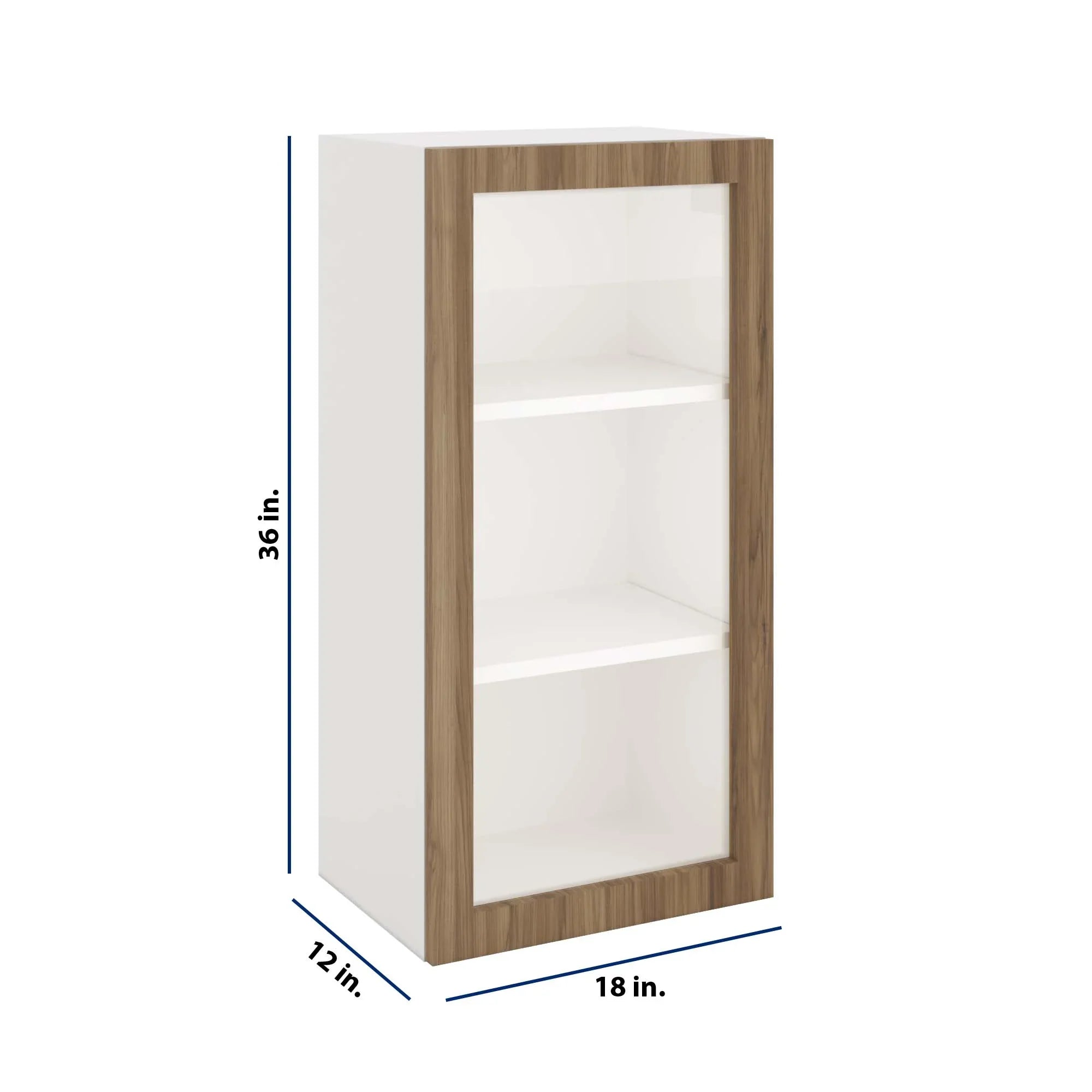 Modernform Cabinet Walnut 18" W X 36" H X 12" D Single Glass Door Wall Cabinet