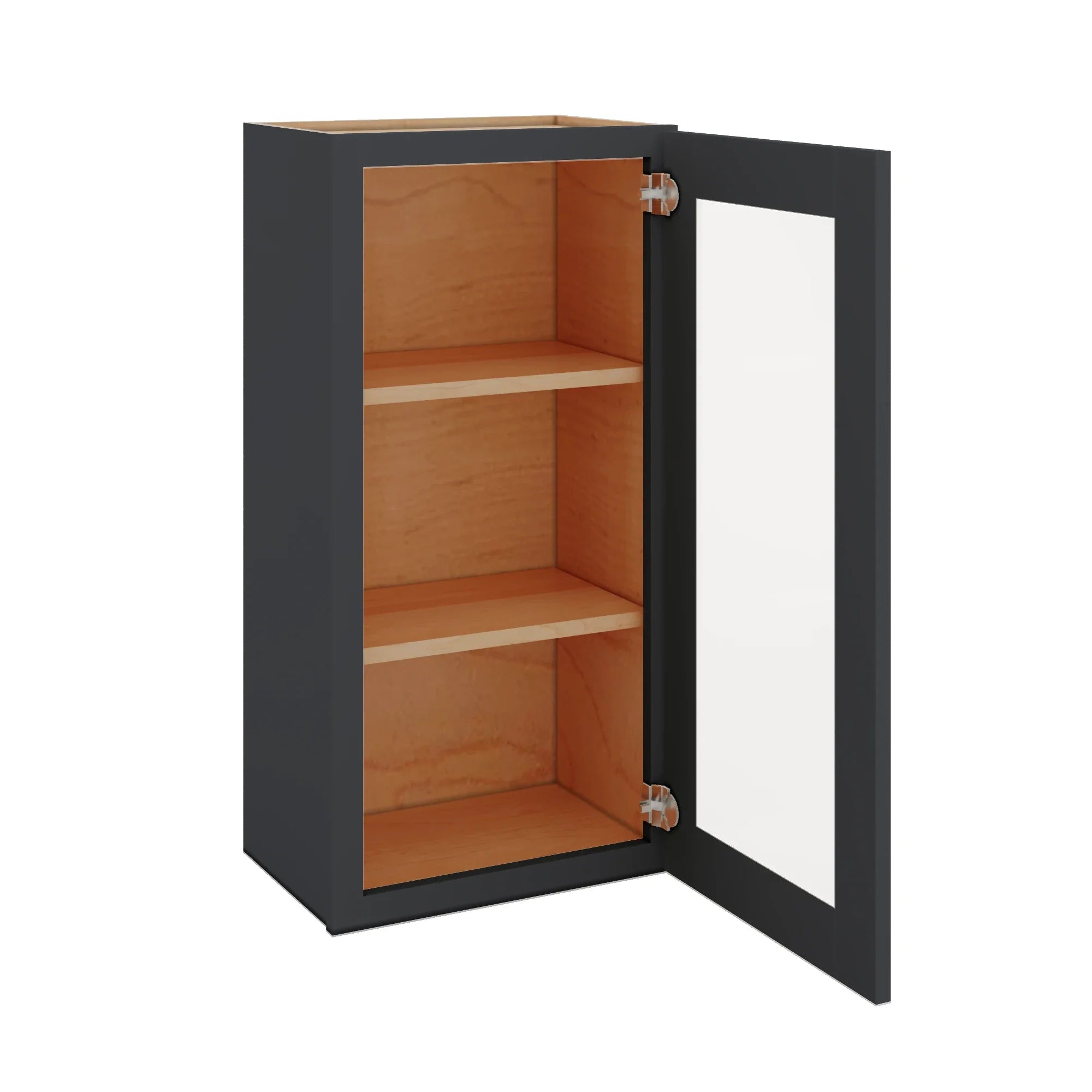 Modernform Cabinet Onyx Black Shaker 18" W X 36" H X 12" D Single Glass Door Wall Cabinet