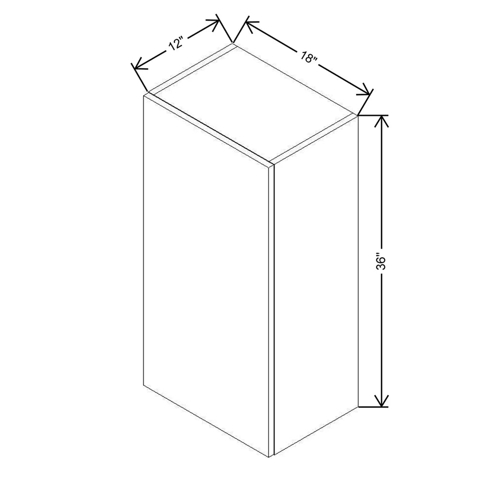 CNC Classic Milano Polar White 18" W X 36" H Single Door Wall Cabinet