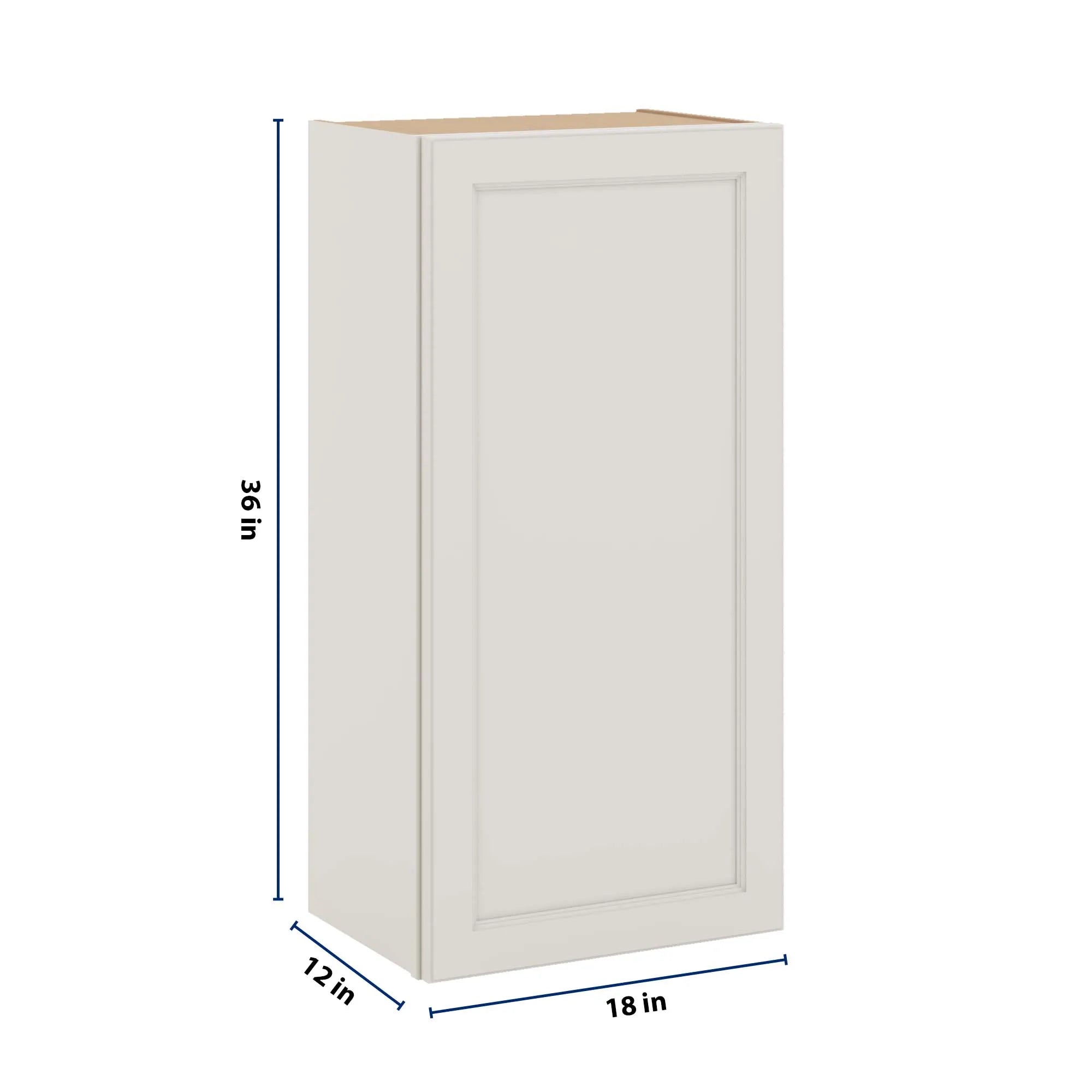 J&K Dove E1 Single Door Wall Cabinet - 18" W x 36" H