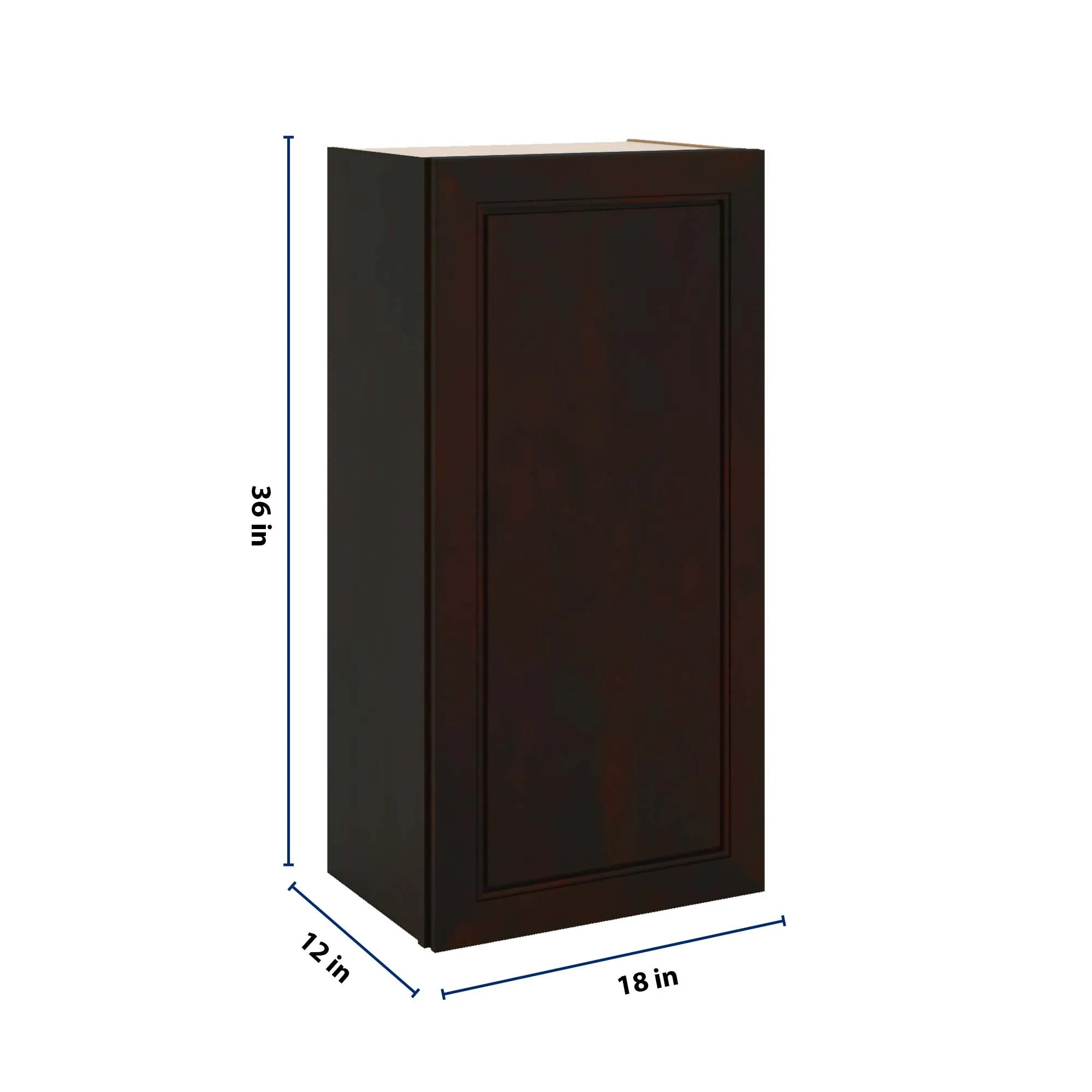 J&K Espresso K8 Single Door Wall Cabinet - 18" W x 36" H