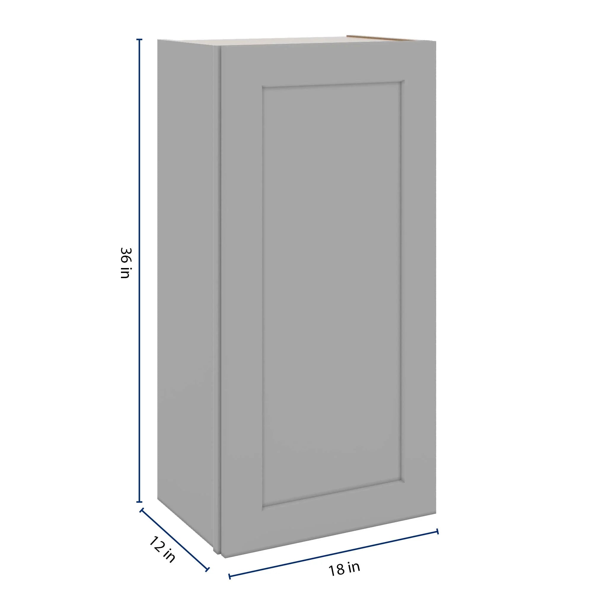 J&K Castle Grey S5 Single Door Wall Cabinet - 18" W x 36" H