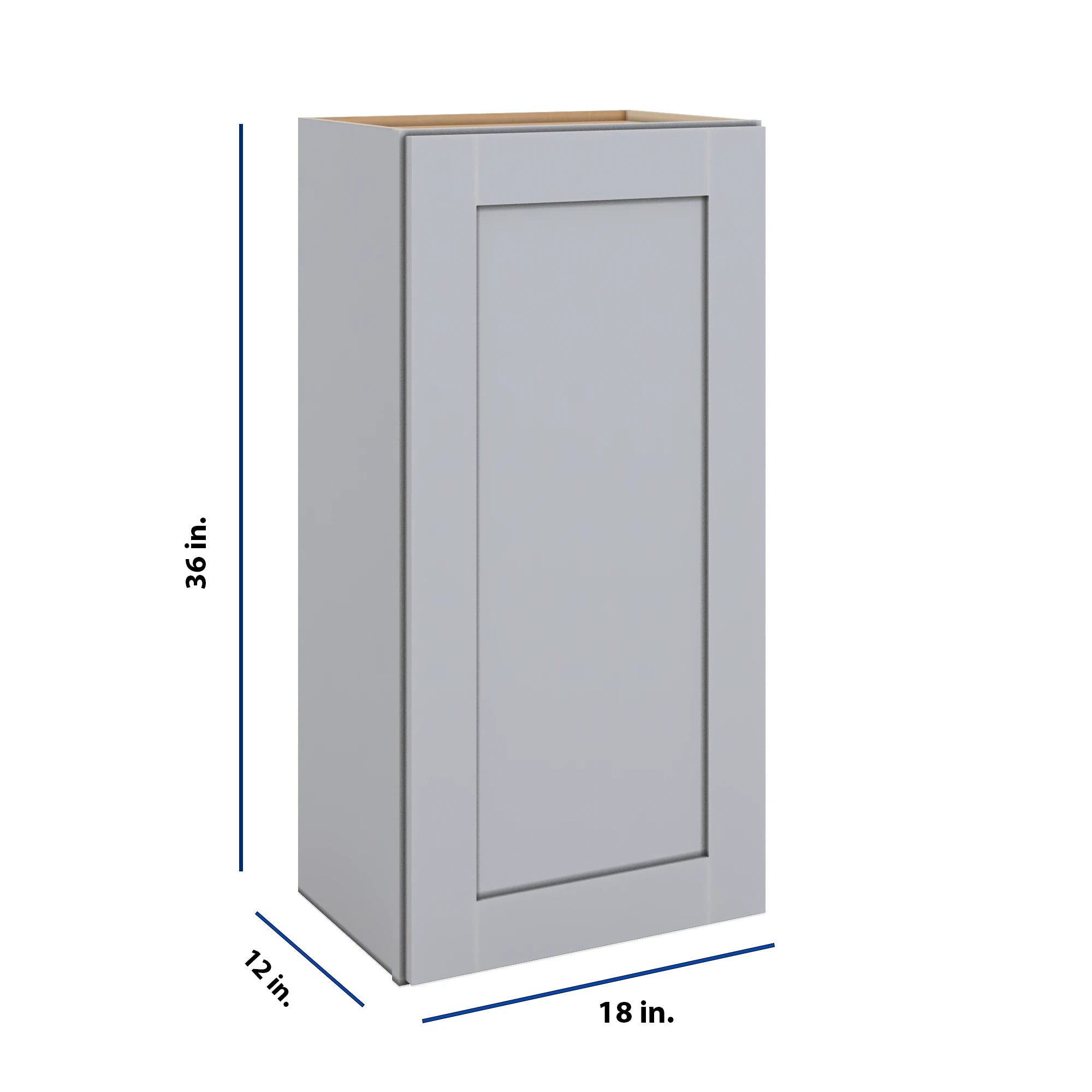 Modernform Cabinet Grey Shaker 18" W X 36" H X 12" D Single Door Wall Cabinet