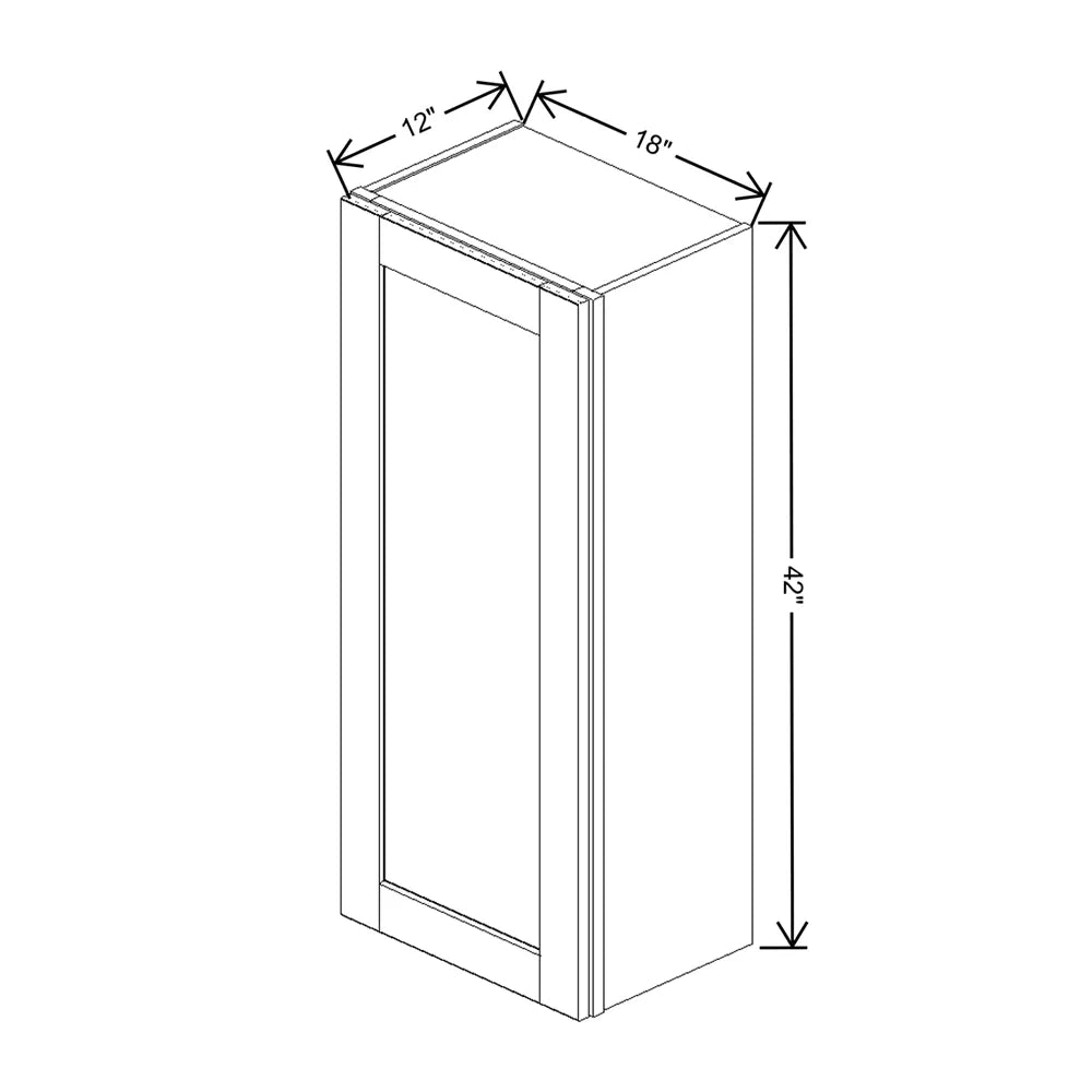 J&K White Shaker S8 Single Door Wall Cabinet - 18" W x 42" H