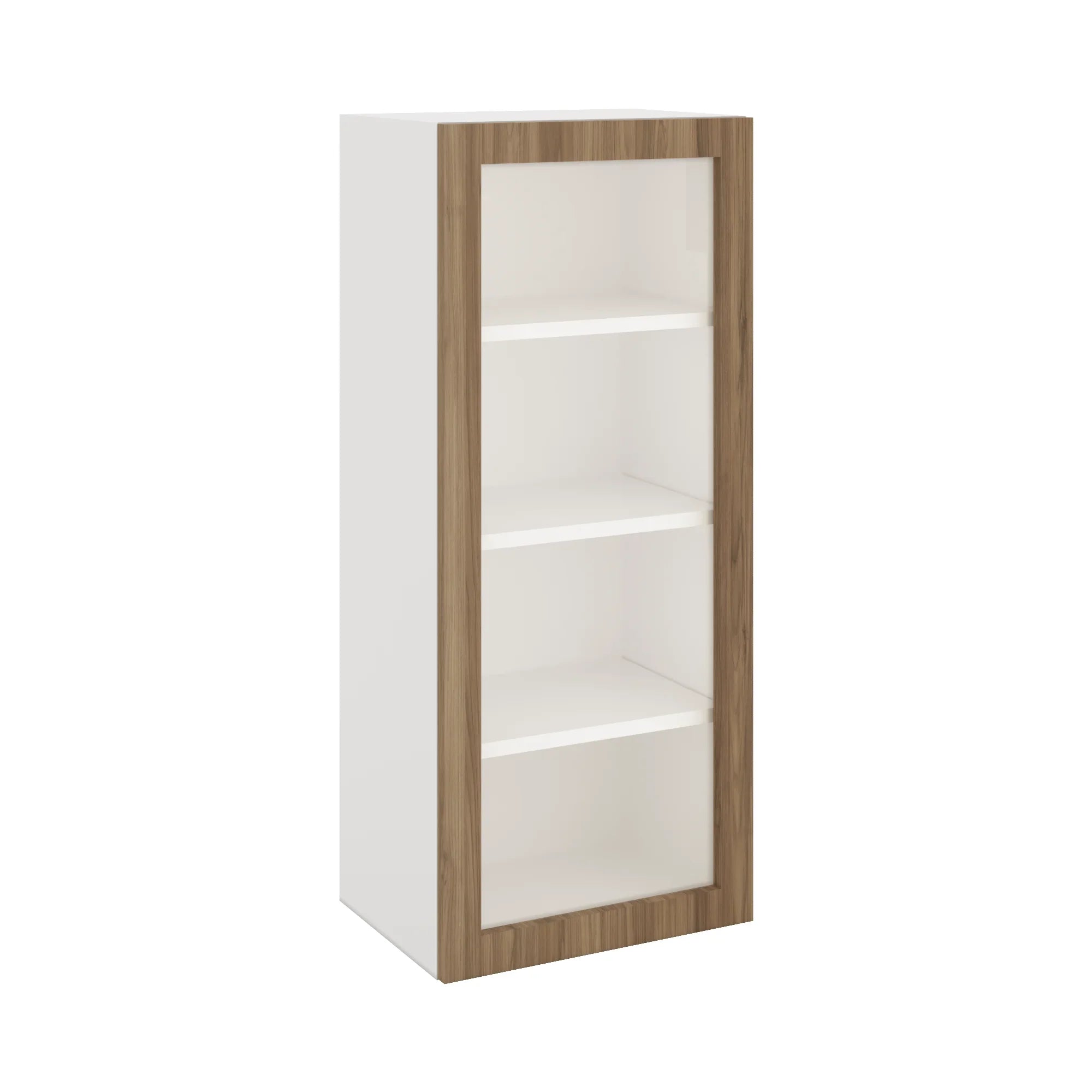 Modernform Cabinet Walnut 18" W X 42" H X 12" D Single Glass Door Wall Cabinet