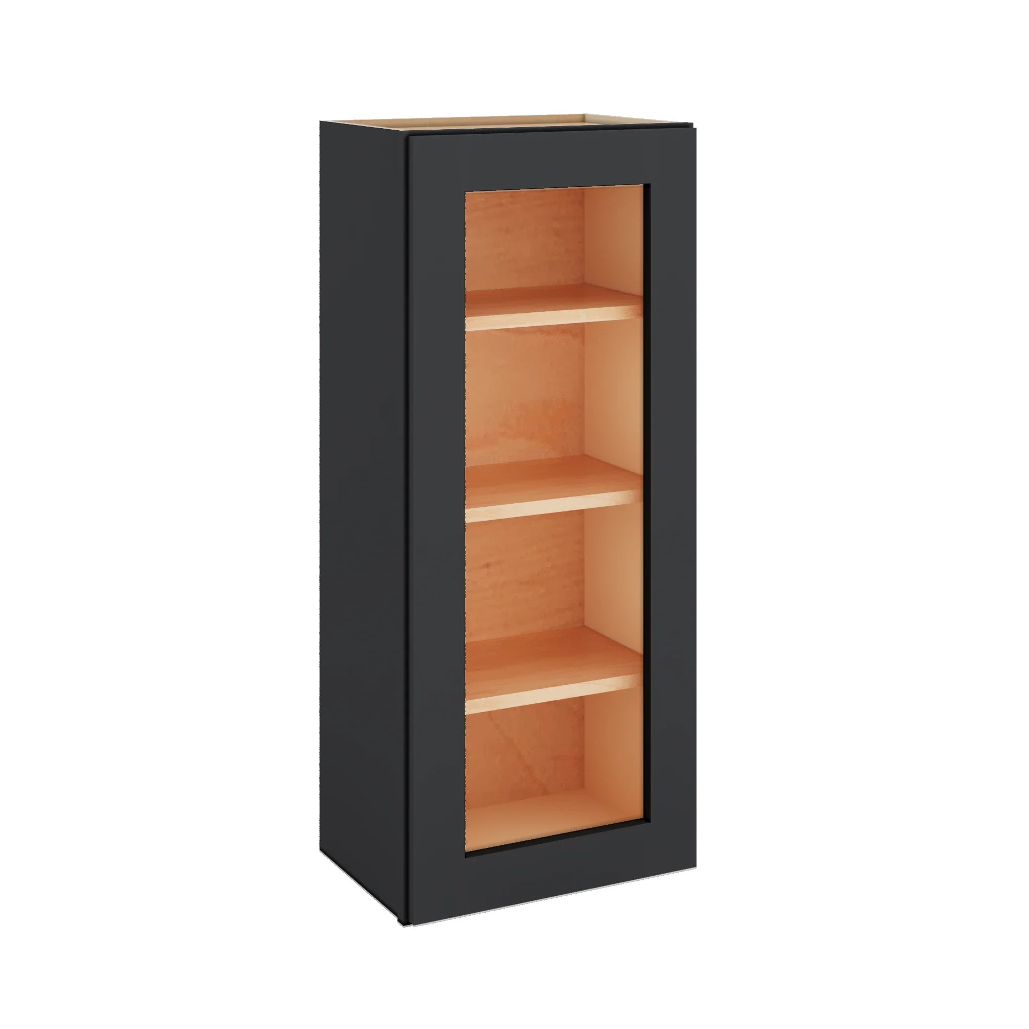 Modernform Cabinet Onyx Black Shaker 18" W X 42" H X 12" D Single Glass Door Wall Cabinet