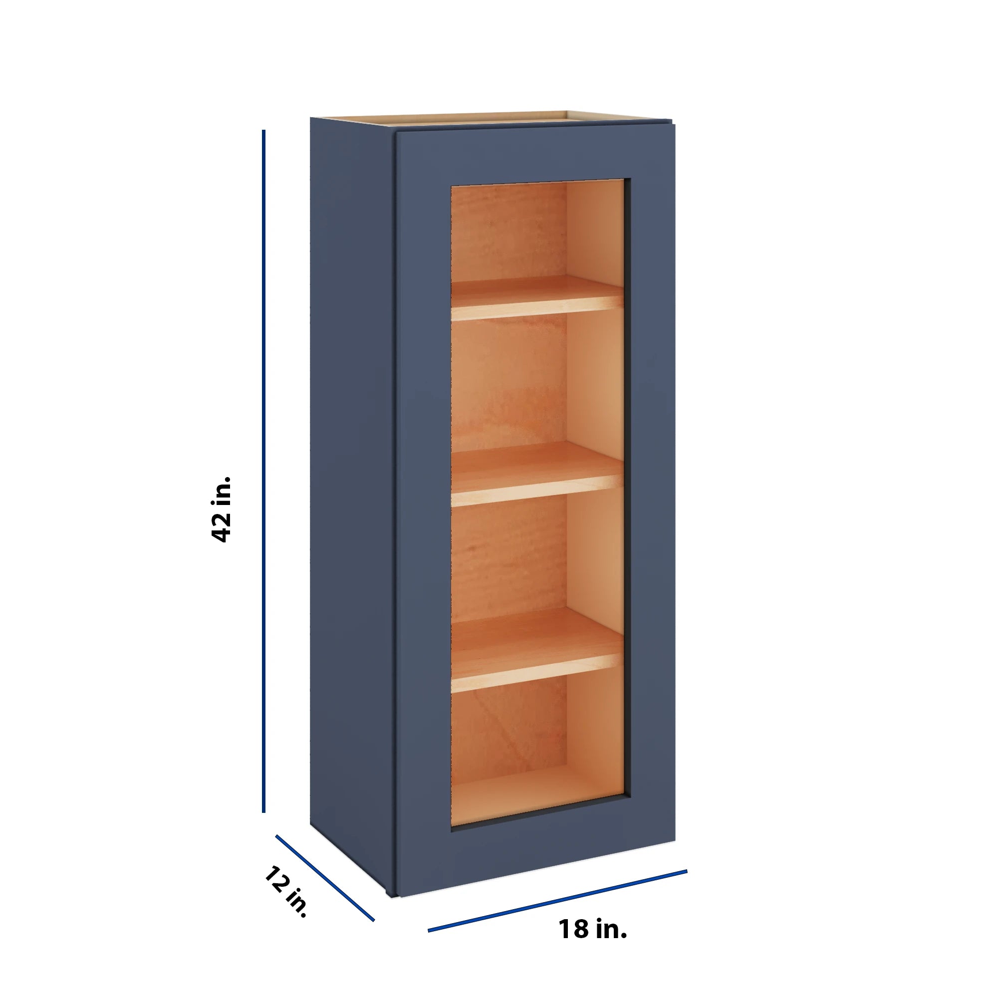 Modernform Cabinet Signature Blue 18" W X 42" H X 12" D Single Glass Door Wall Cabinet