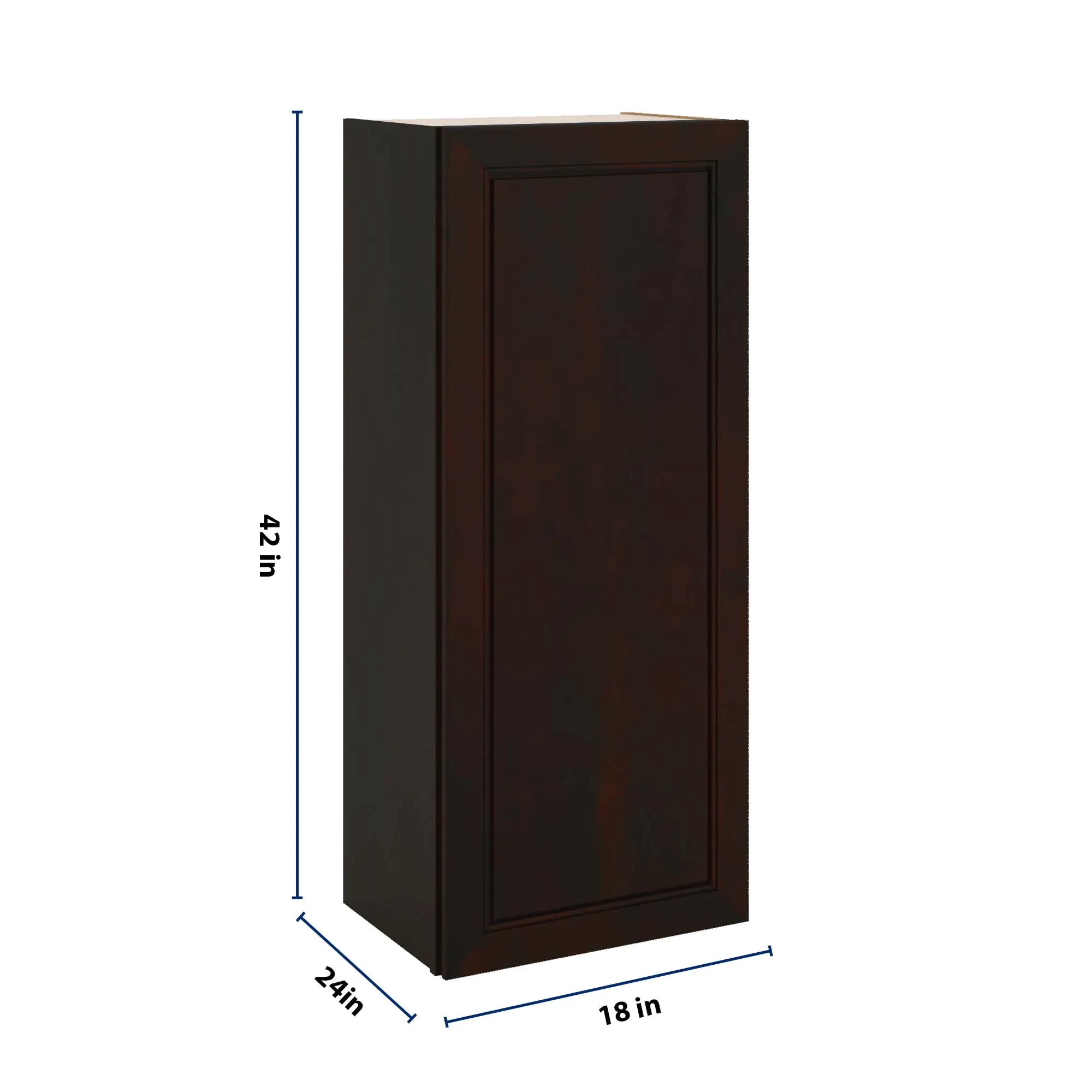 J&K Espresso K8 Single Door Wall Cabinet - 18" W x 42" H
