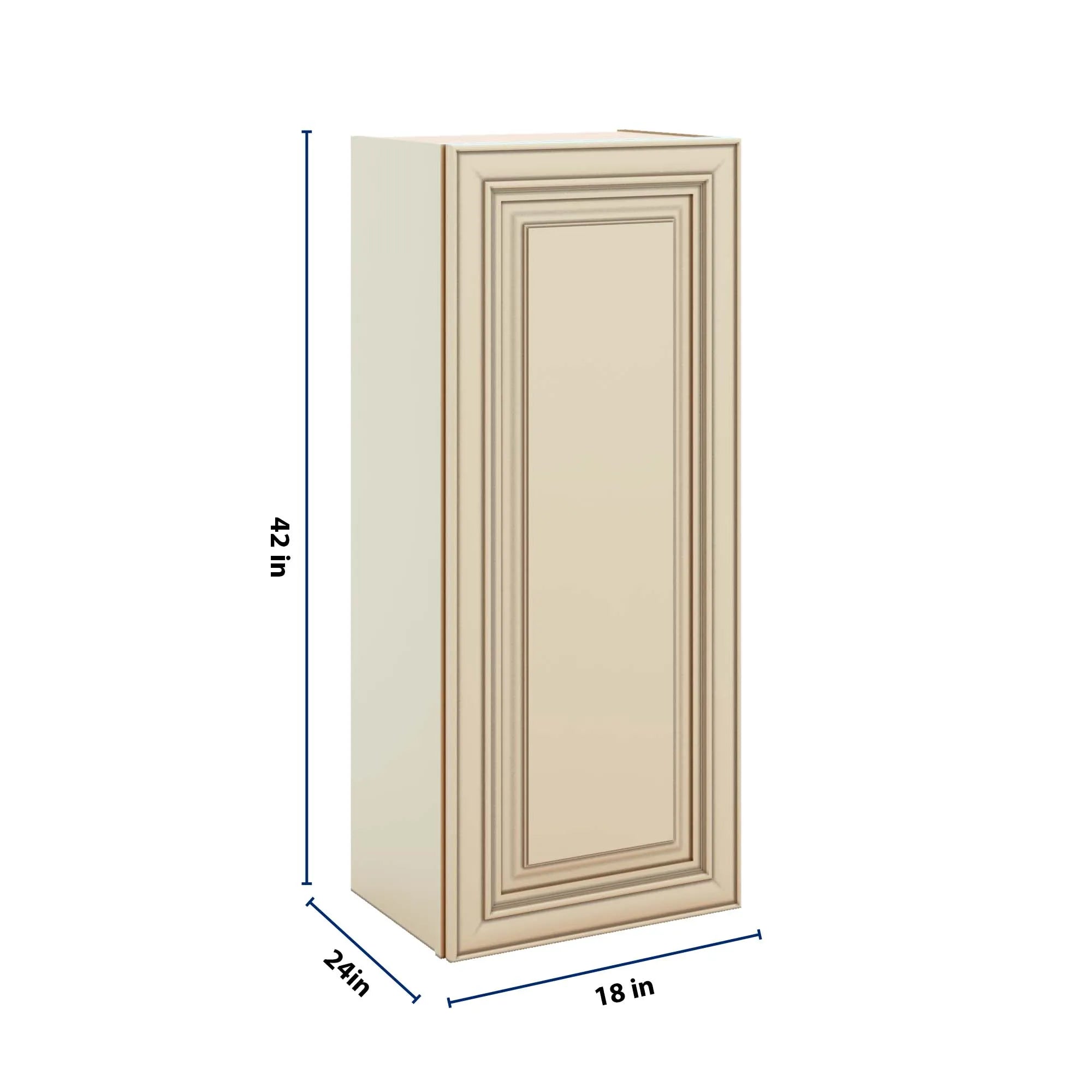 J&K Creme Glazed A7 Single Door Wall Cabinet - 18" W x 42" H