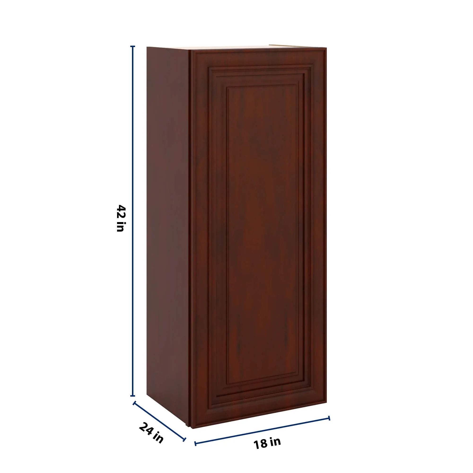J&K Mahogany J5 Single Door Wall Cabinet - 18" W x 42" H