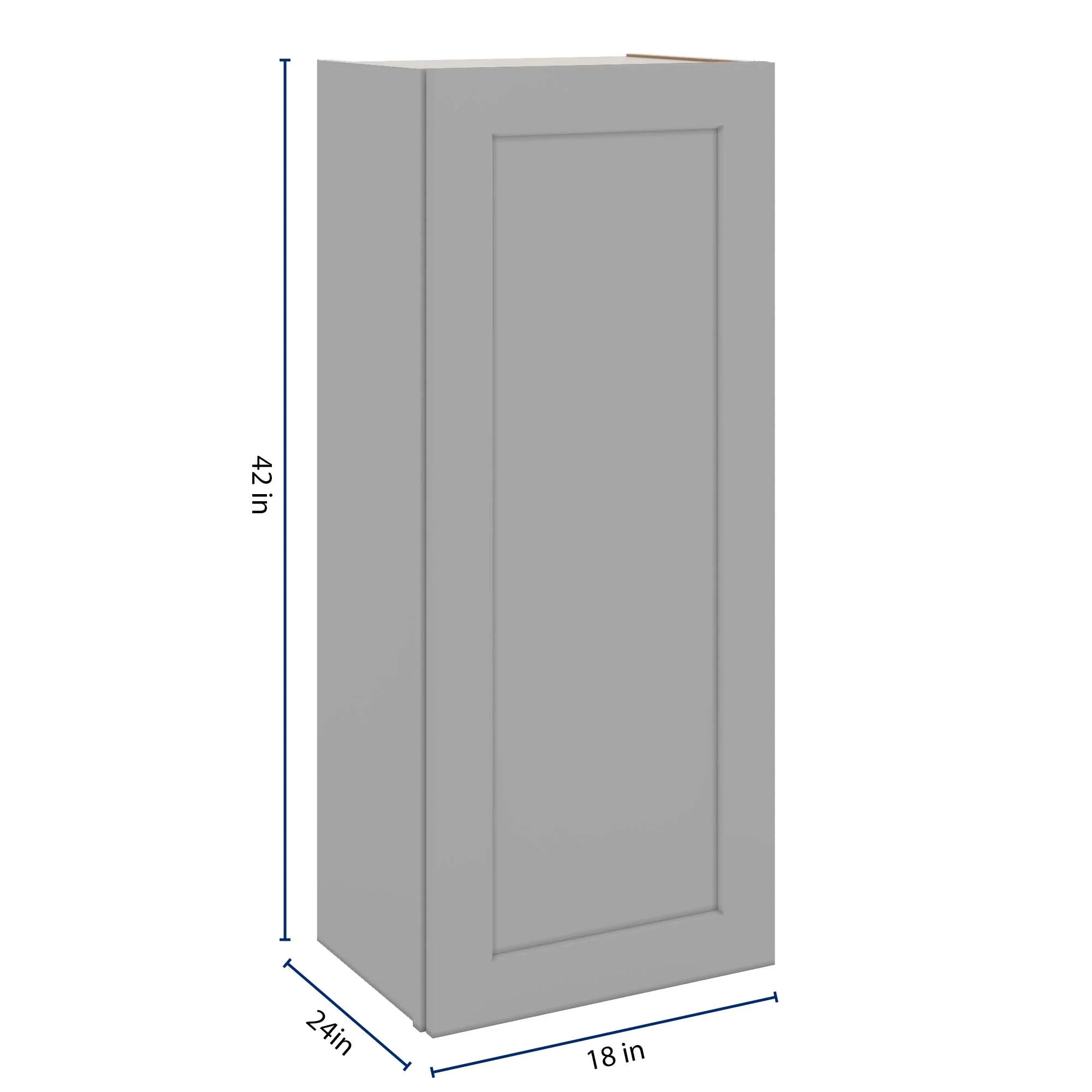 J&K Castle Grey S5 Single Door Wall Cabinet - 18" W x 42" H