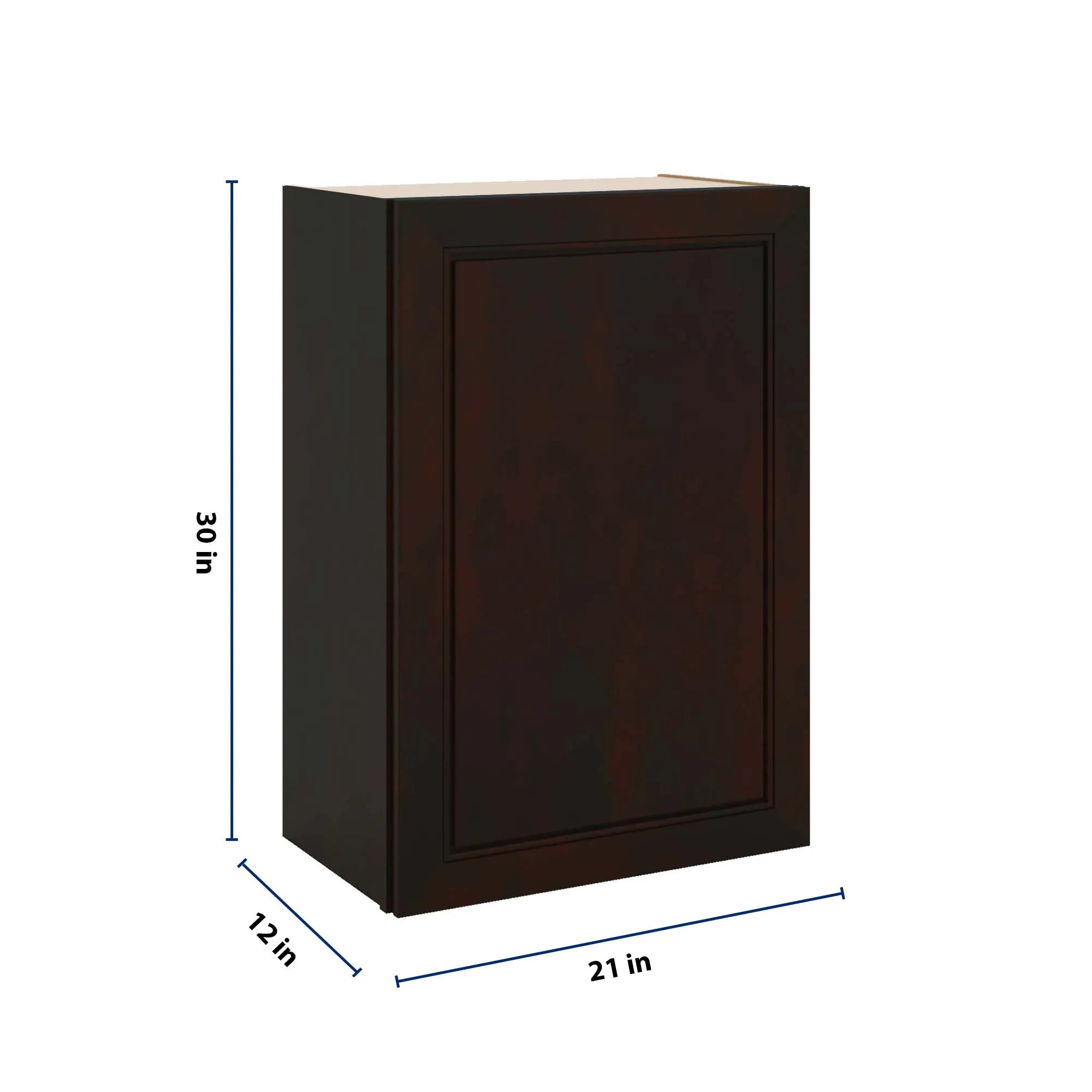 J&K Espresso K8 Single Door Wall Cabinet - 21" W x 30" H