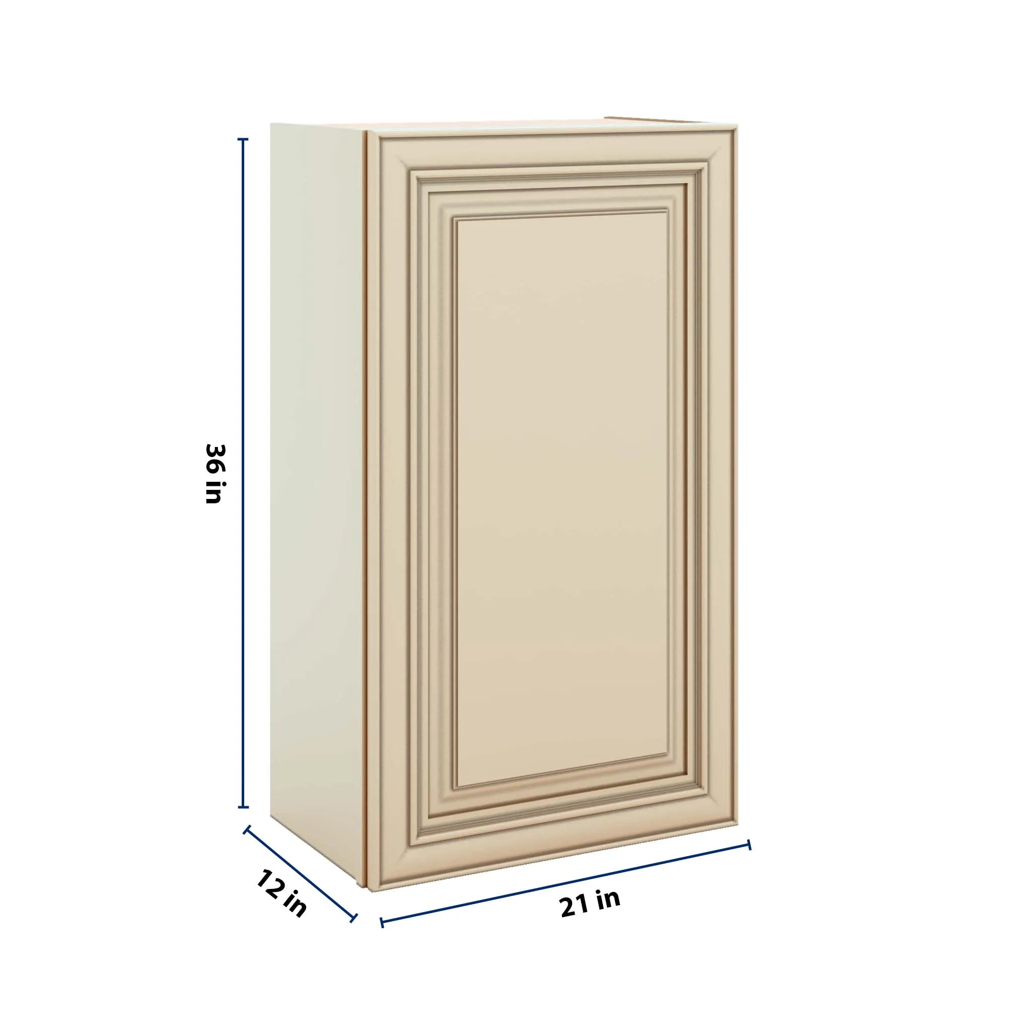 J&K Creme Glazed A7 Single Door Wall Cabinet - 21" W x 36" H
