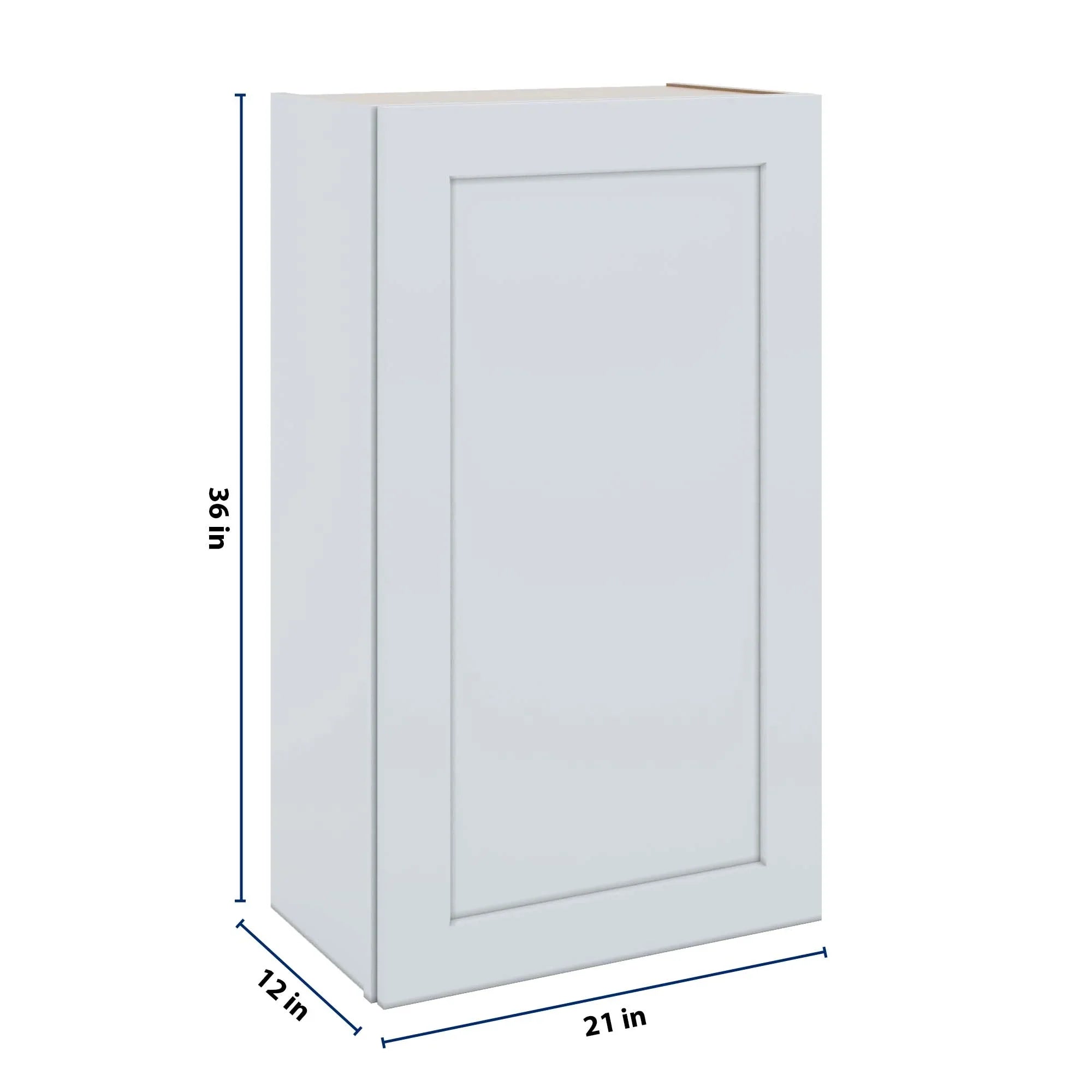 J&K White Shaker S8 Single Door Wall Cabinet - 21" W x 36" H