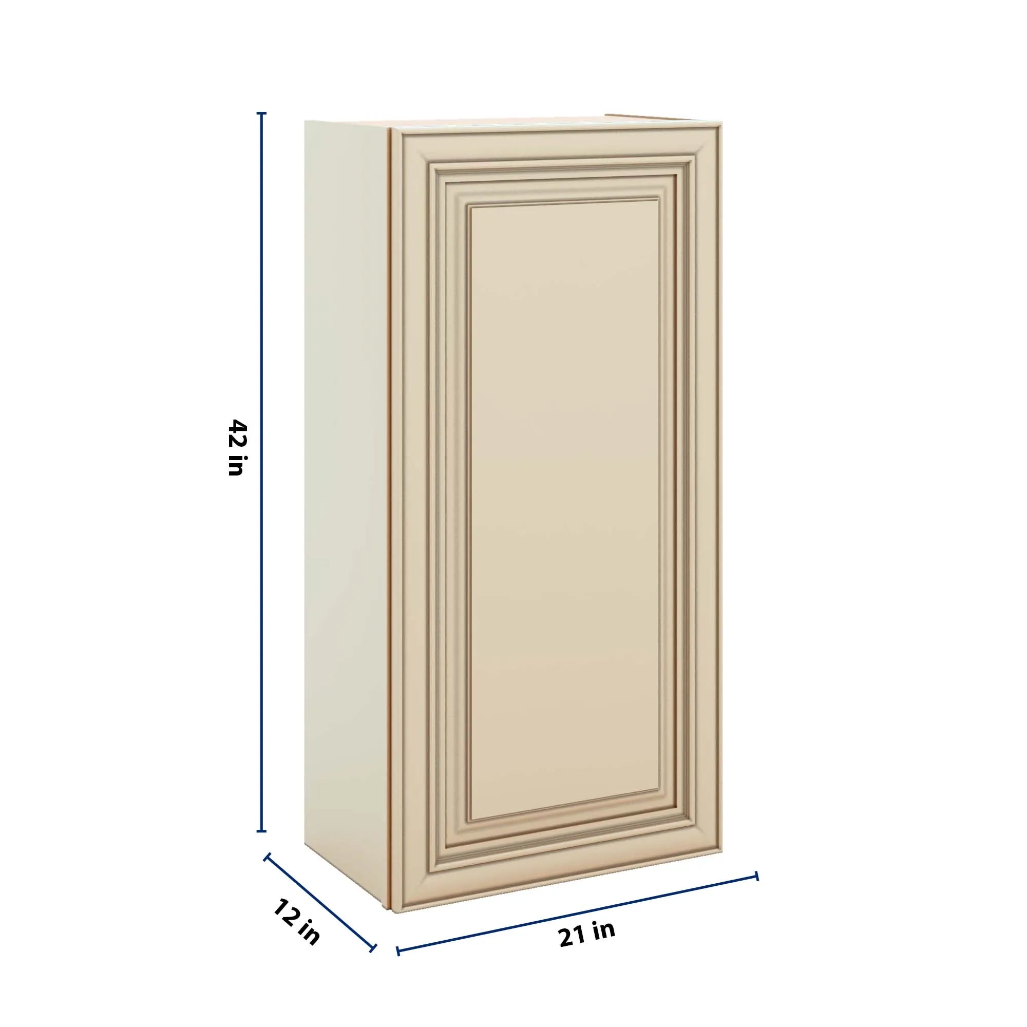 J&K Creme Glazed A7 Single Door Wall Cabinet - 21" W x 42" H