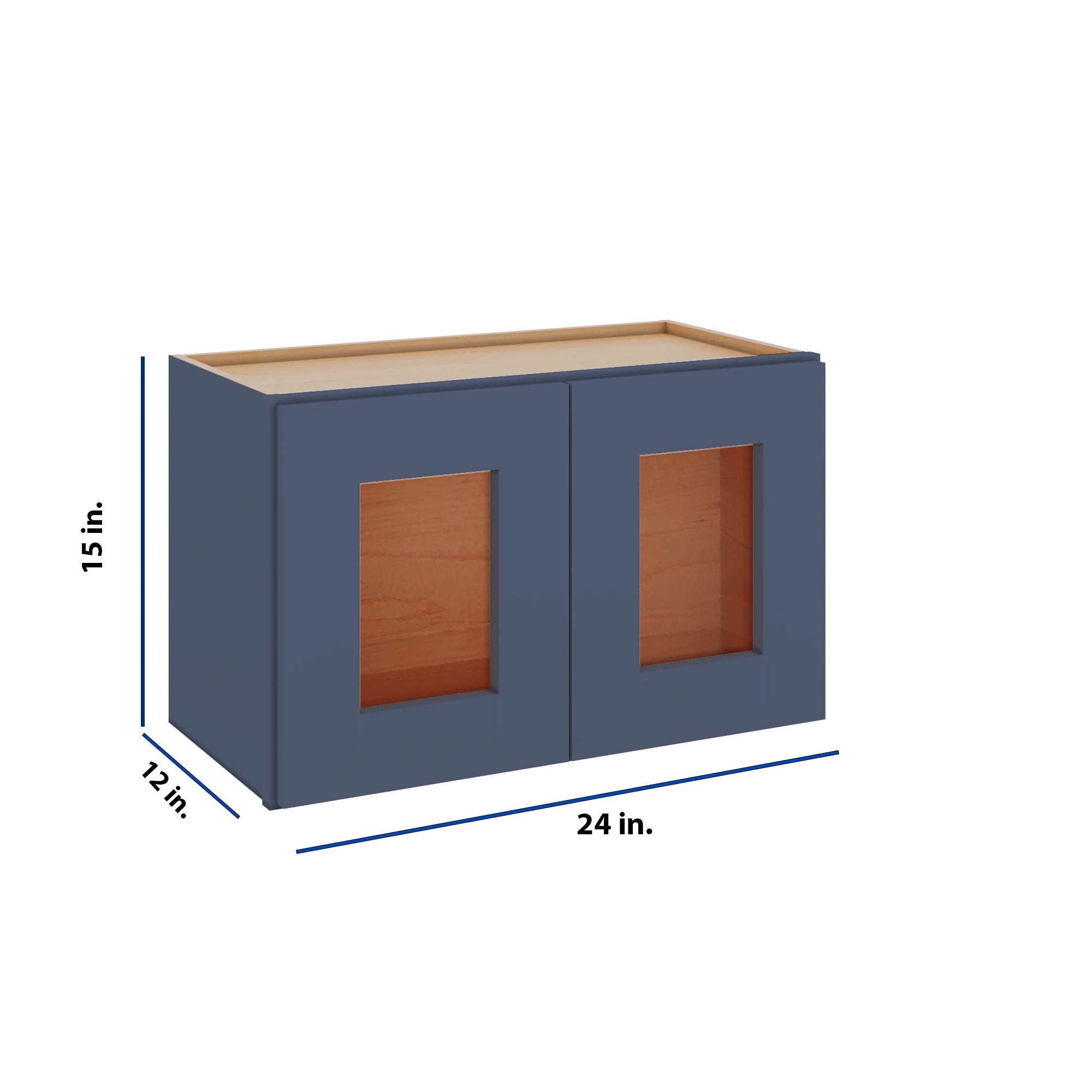 Modernform Cabinet Signature Blue 24" W X 15" H X 12" D Double Glass Door Wall Cabinet