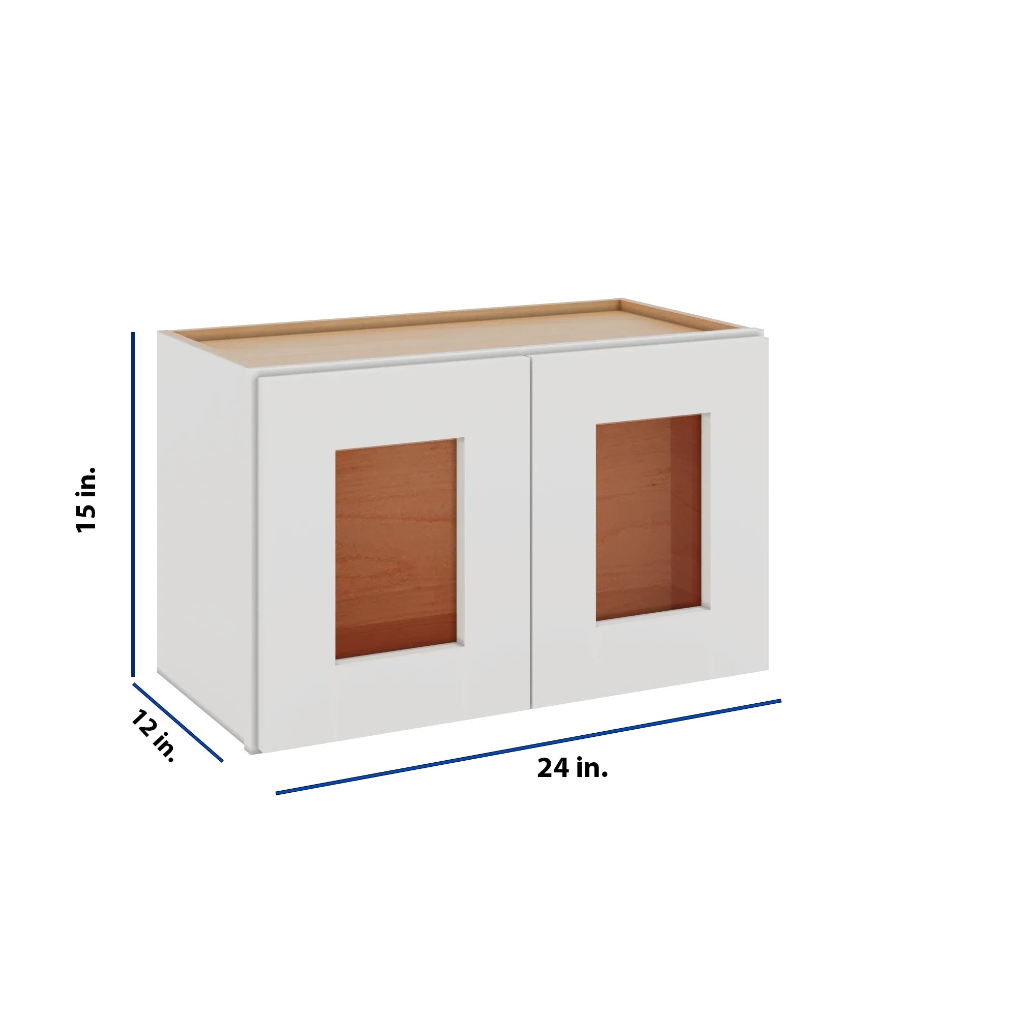 Modernform Cabinet White Shaker 24" W X 15" H X 12" D Double Glass Door Wall Cabinet