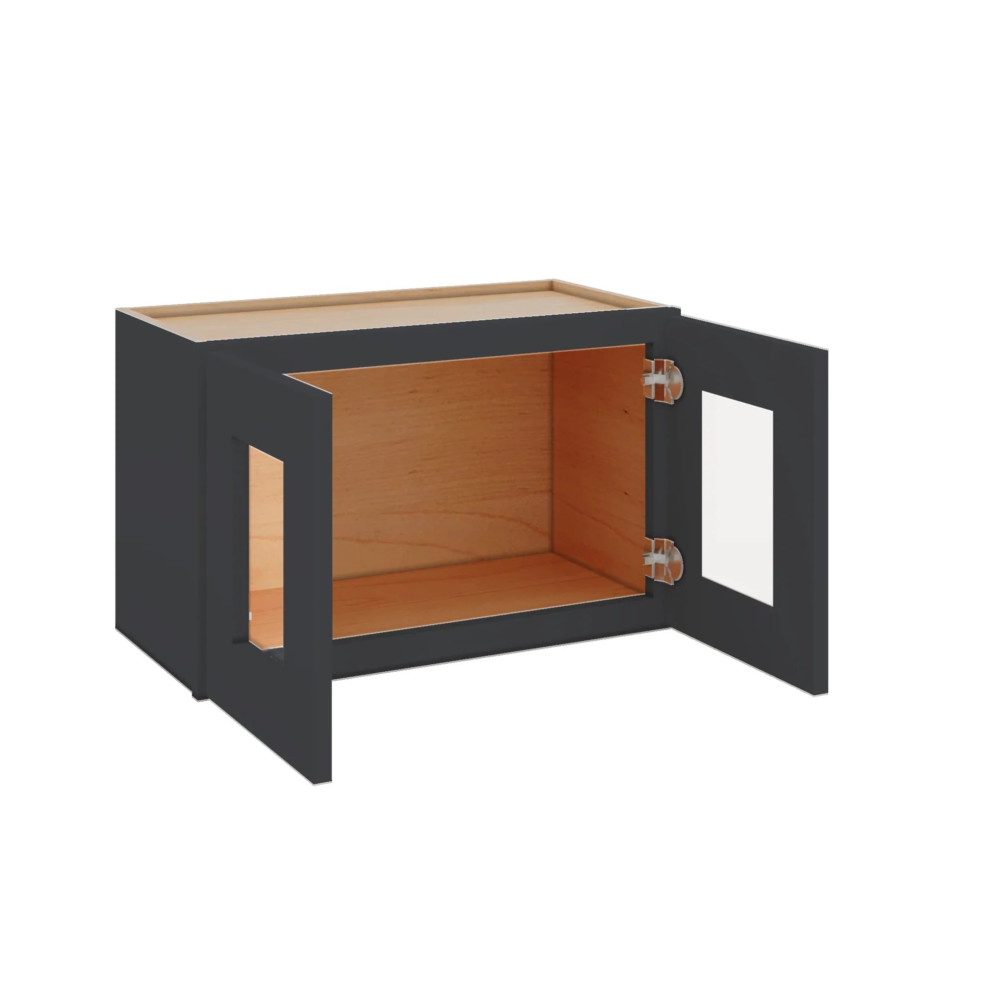 Modernform Cabinet Onyx Black Shaker 24" W X 15" H X 12" D Double Glass Door Wall Cabinet