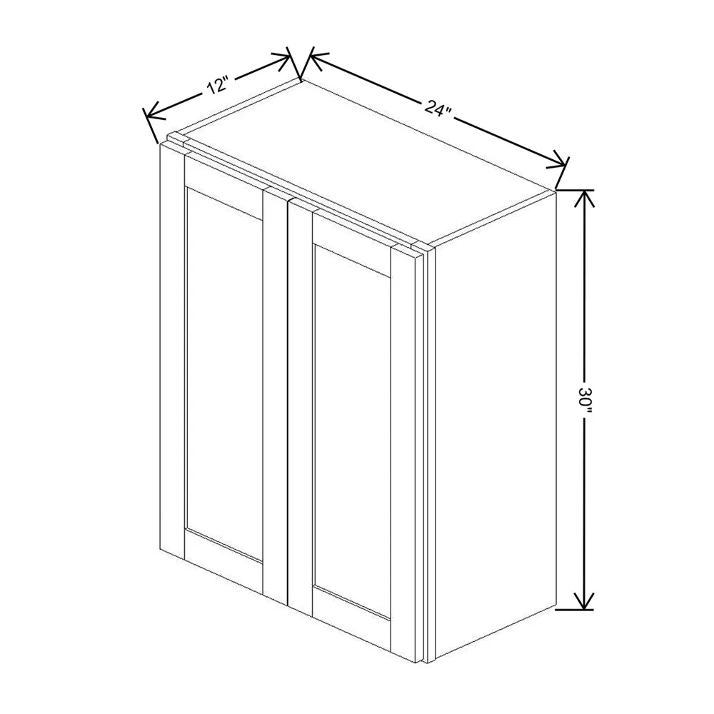 Kitchen Cabinet Distributors Shaker Designer White 5PC Double Door Wall Cabinet - 24" W x 30" H