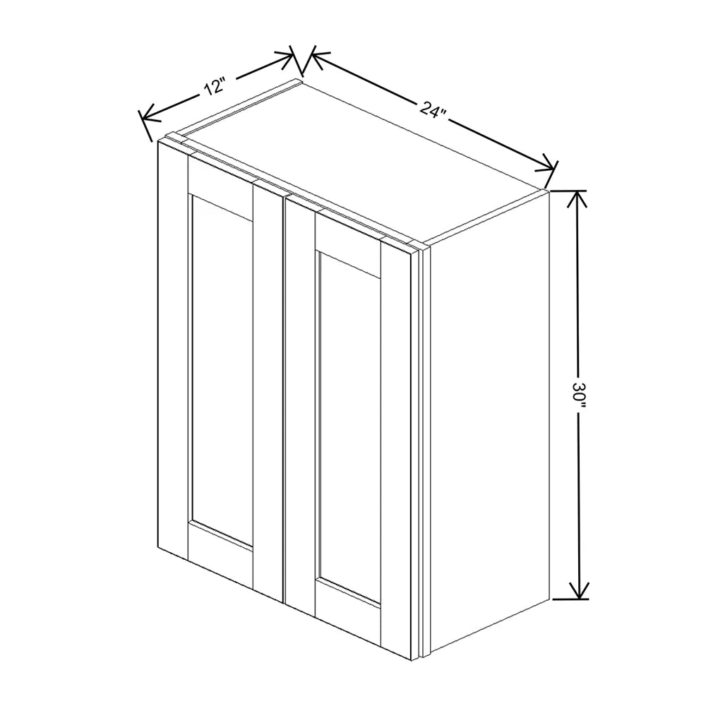 J&K White Shaker S8 Double Door Wall Cabinet - 24" W x 30" H