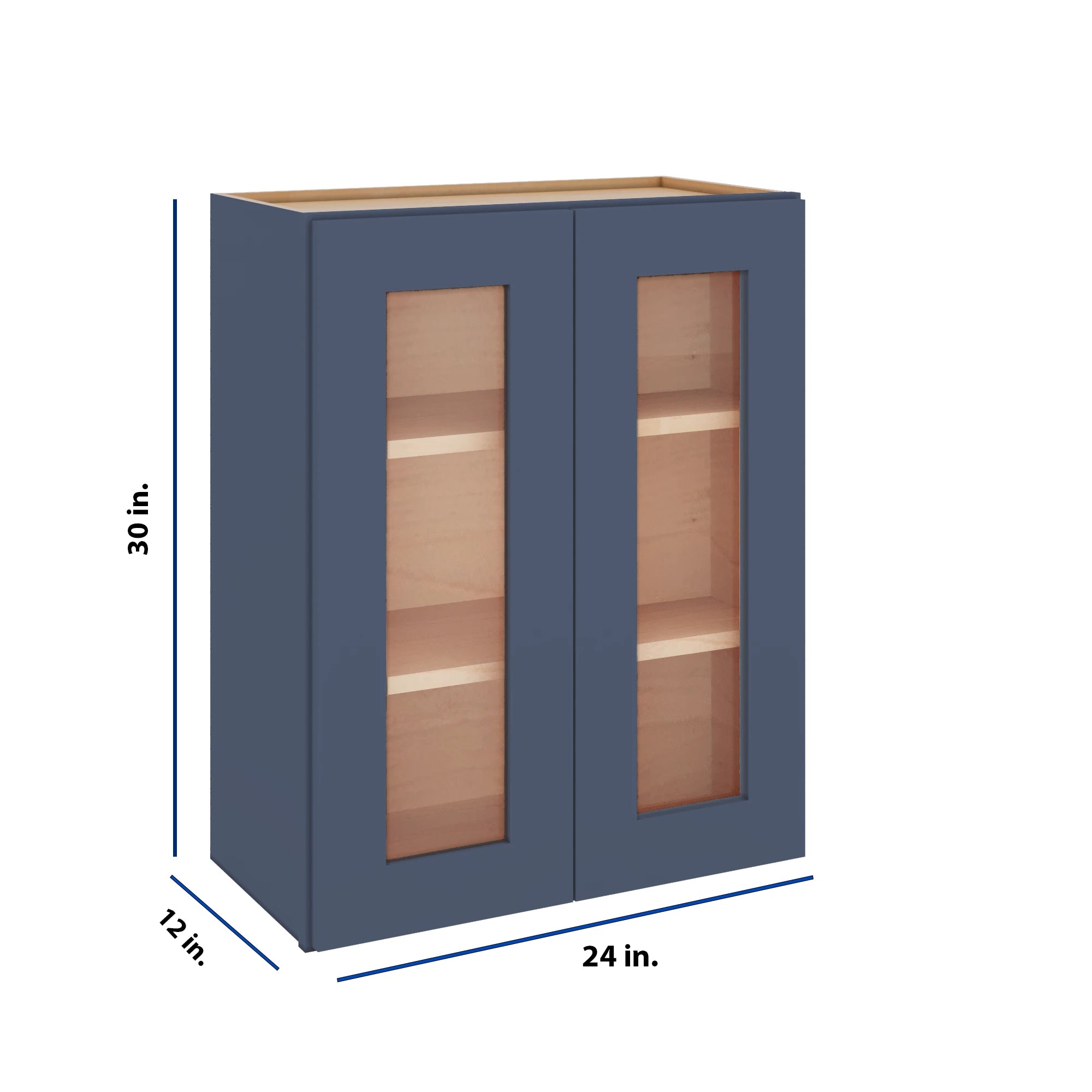 Modernform Cabinet Signature Blue 24" W X 30" H X 12" D Double Glass Door Wall Cabinet