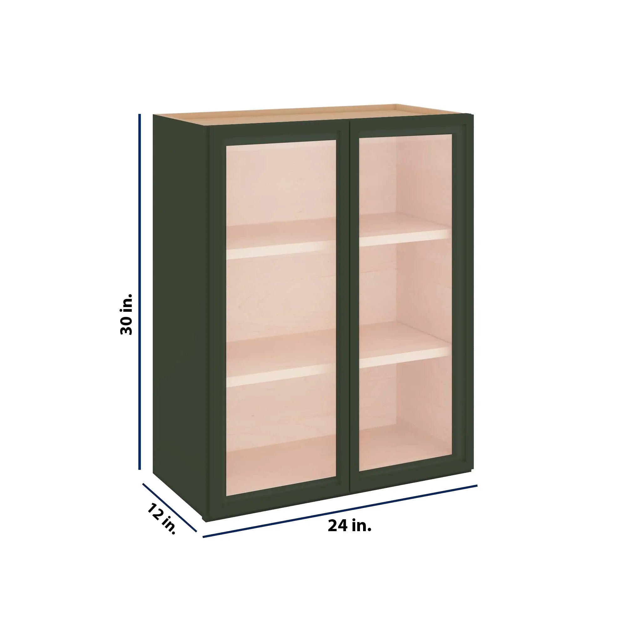 Modernform Cabinet Slim Sage Green 24" W X 30" H X 12" D Double Glass Door Wall Cabinet