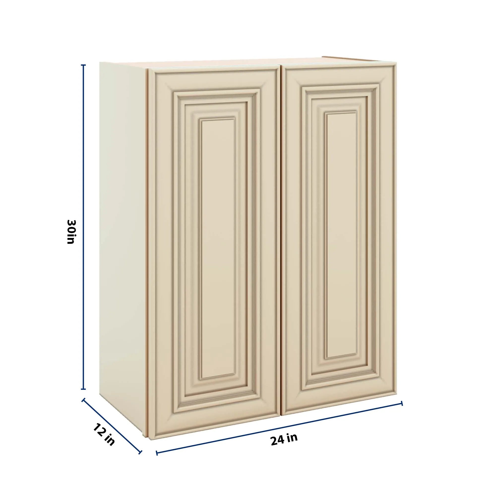 J&K Creme Glazed A7 Double Door Wall Cabinet - 24" W x 30" H