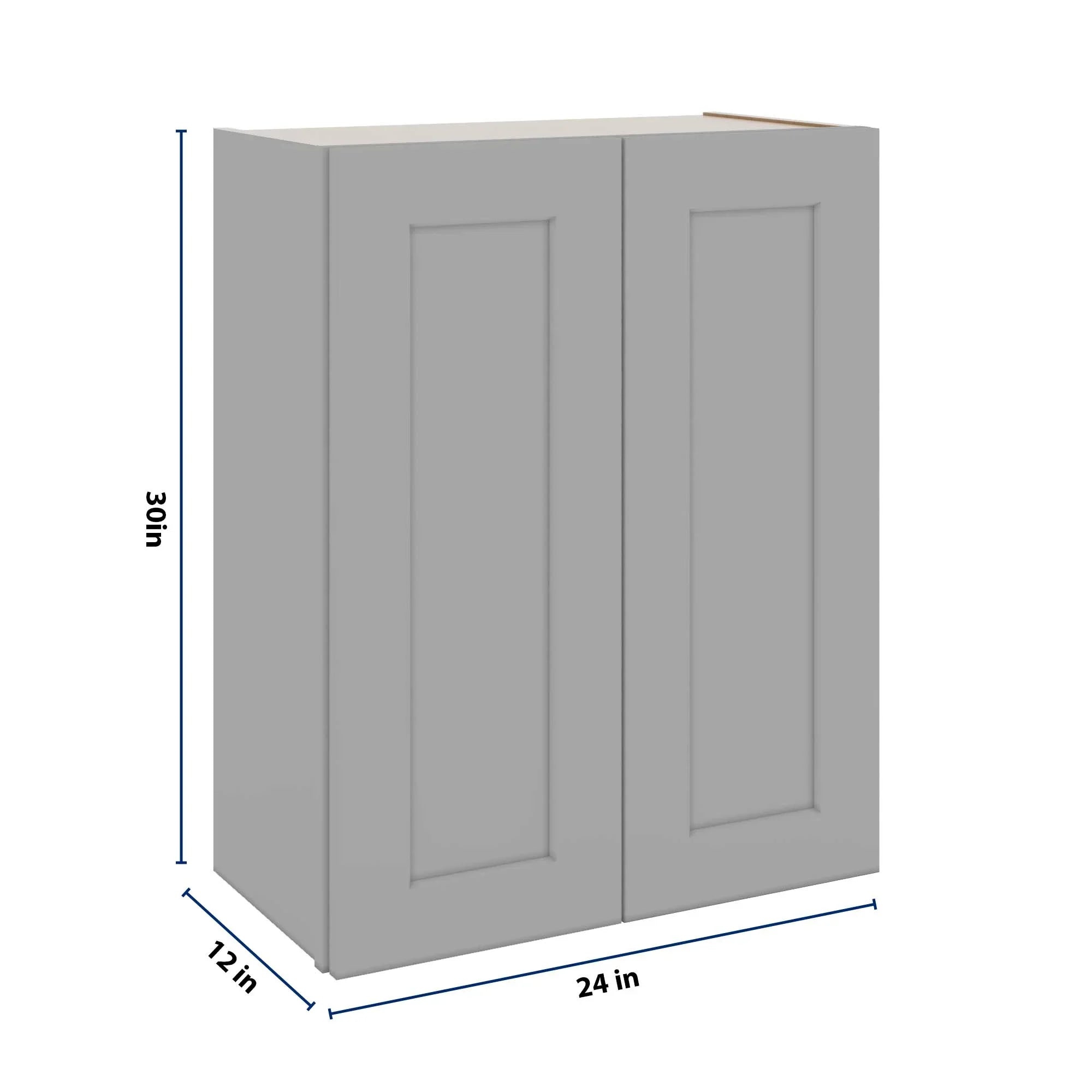 J&K Castle Grey S5 Double Door Wall Cabinet - 24" W x 30" H