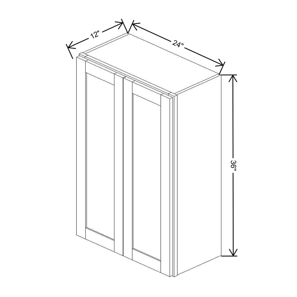 Kitchen Cabinet Distributors Shaker Designer White 5PC Double Door Wall Cabinet - 24" W x 36" H