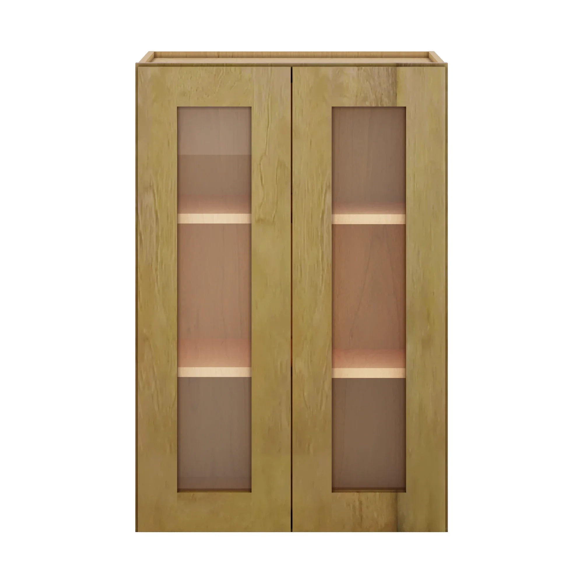 Modernform Cabinet Natural Shaker 24" W X 36" H X 12" D Double Glass Door Wall Cabinet