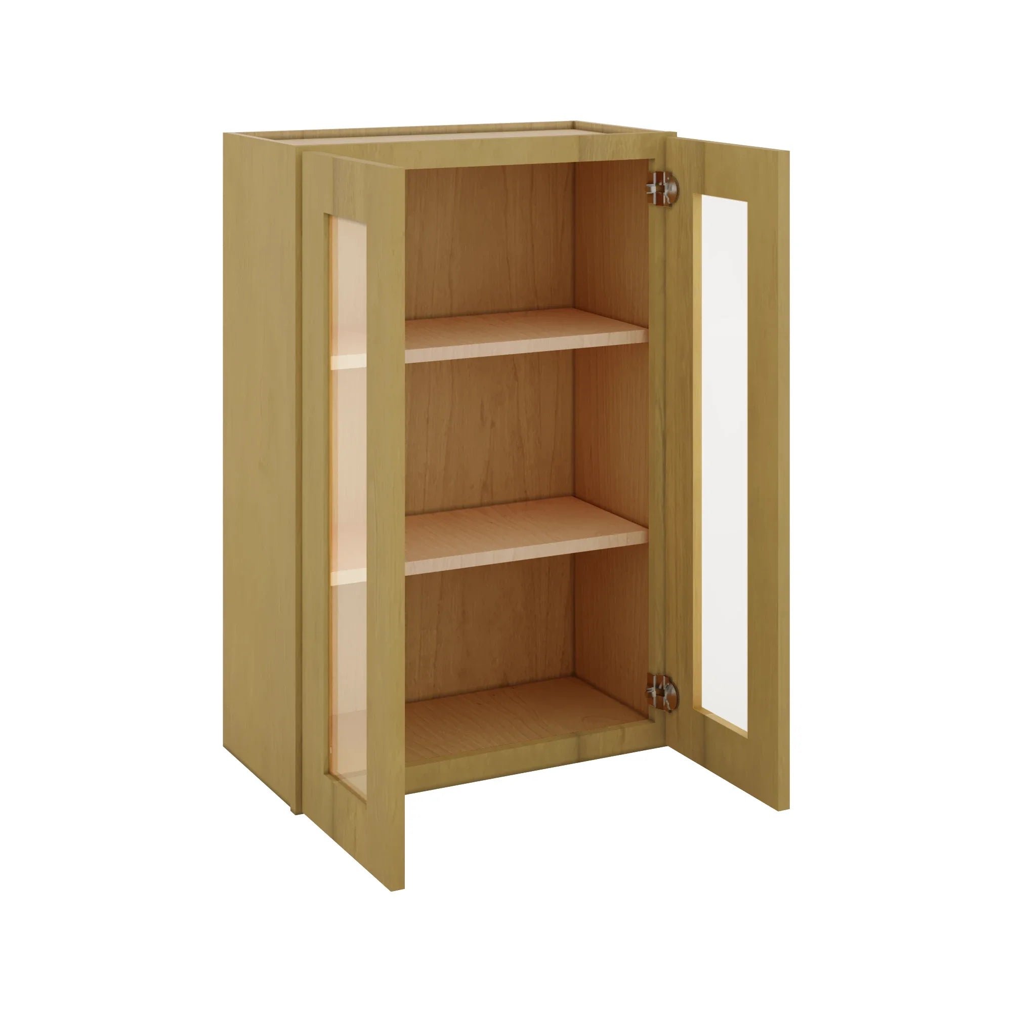 Modernform Cabinet Natural Shaker 24" W X 36" H X 12" D Double Glass Door Wall Cabinet