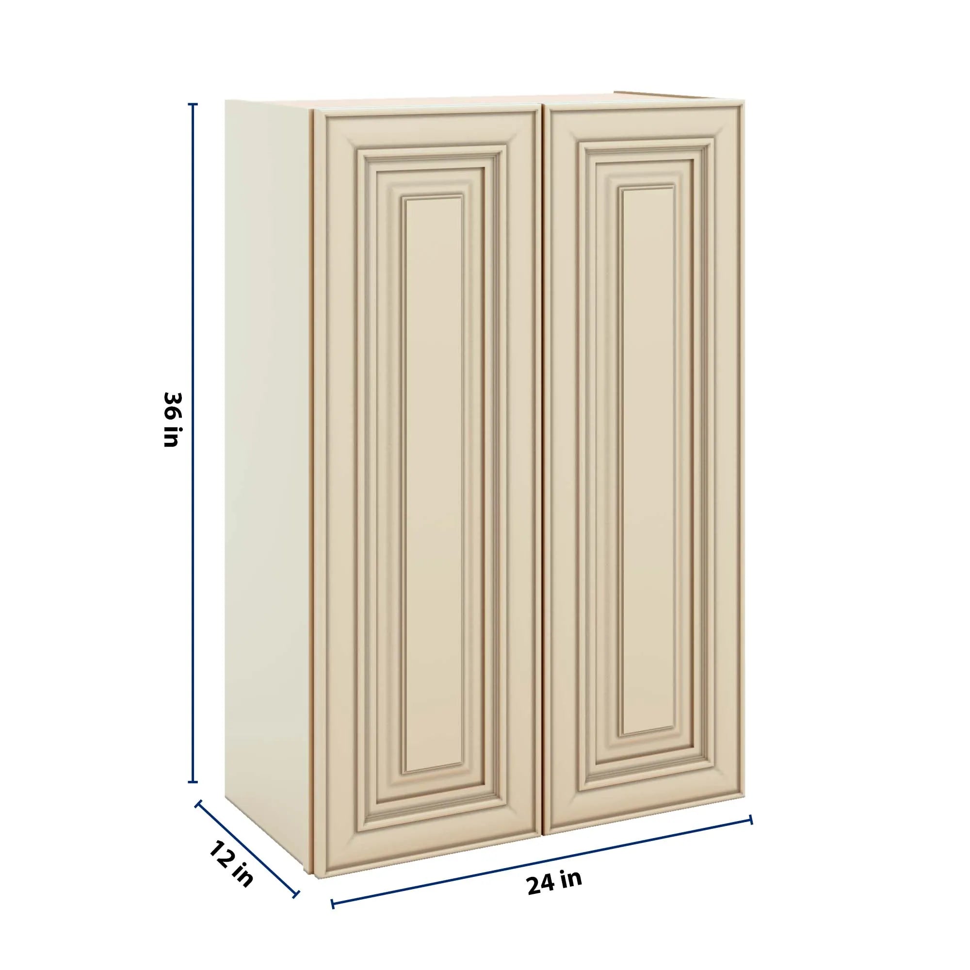 J&K Creme Glazed A7 Double Door Wall Cabinet - 24" W x 36" H