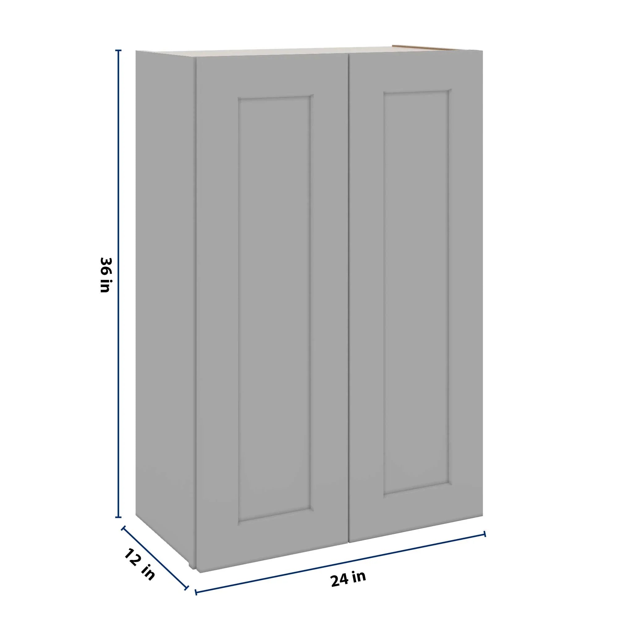 J&K Castle Grey S5 Double Door Wall Cabinet - 24" W x 36" H