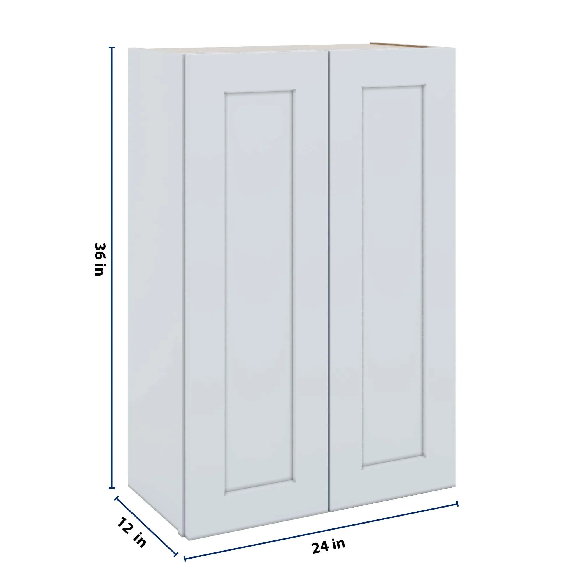 J&K White Shaker S8 Double Door Wall Cabinet - 24" W x 36" H