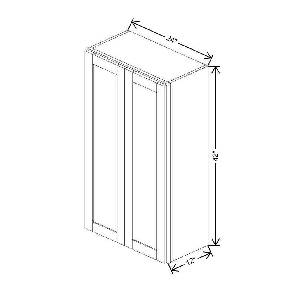 Kitchen Cabinet Distributors Shaker Designer White 5PC Double Door Wall Cabinet - 24" W x 42" H