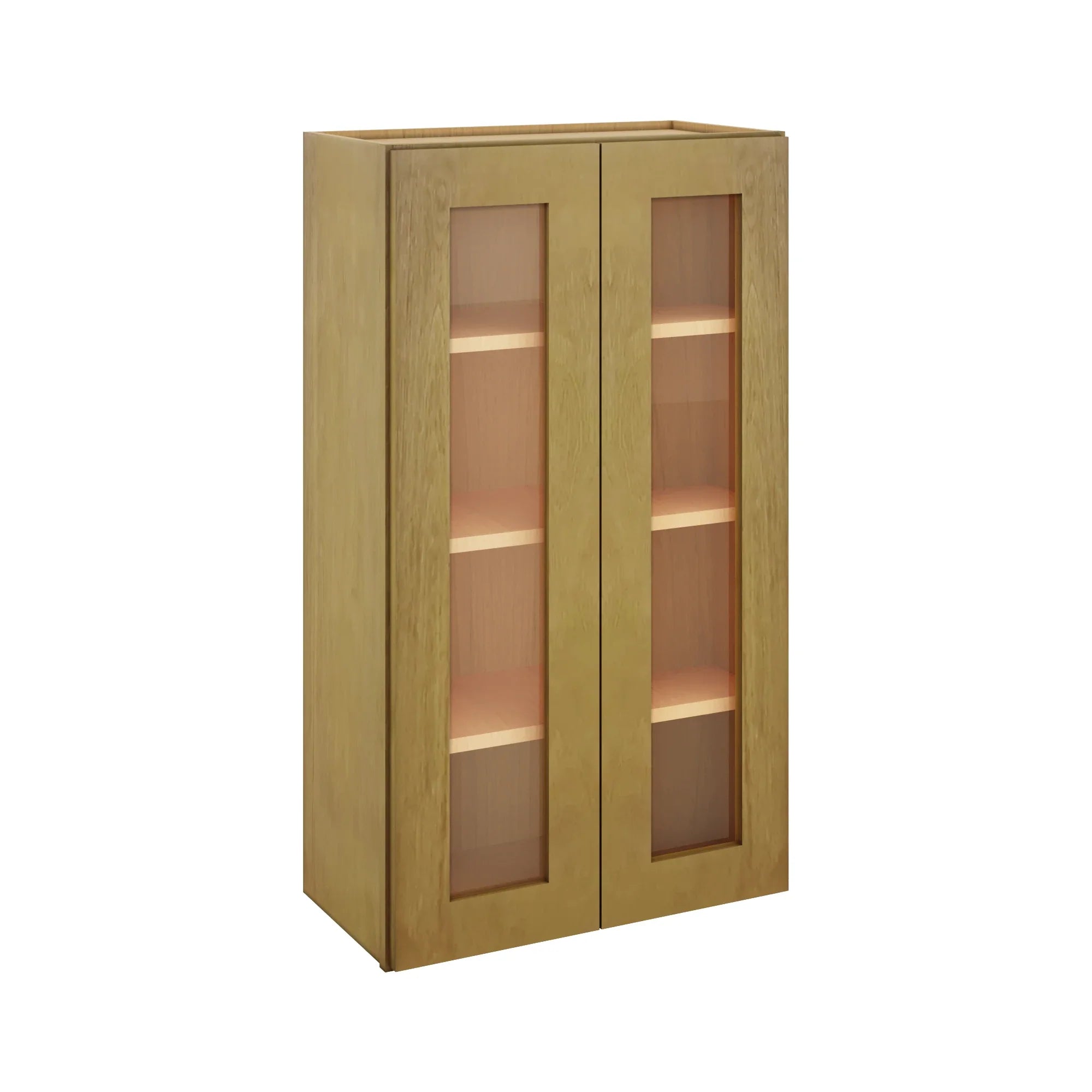 Modernform Cabinet Natural Shaker 24" W X 42" H X 12" D Double Glass Door Wall Cabinet
